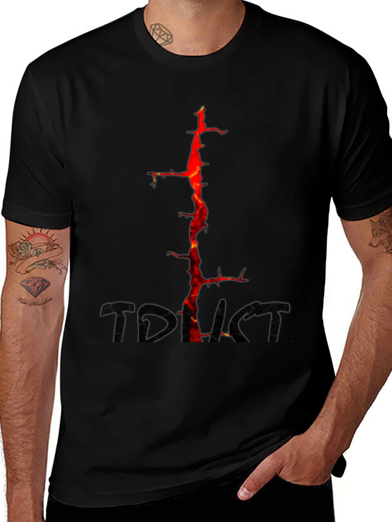 Fiery Thorns Graphic Black T-Shirt