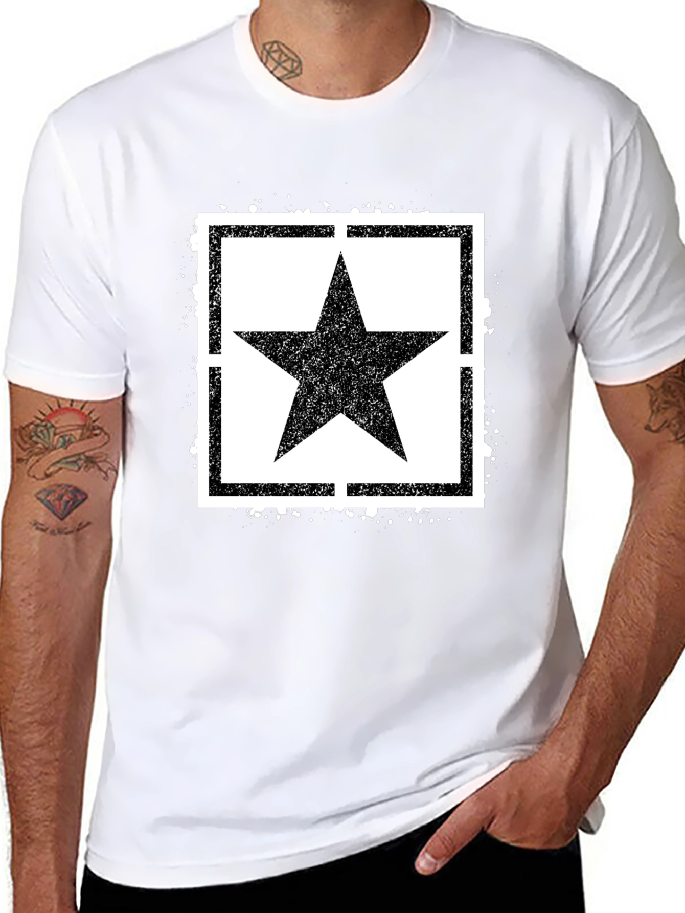Black T-Shirt with Star Graphic