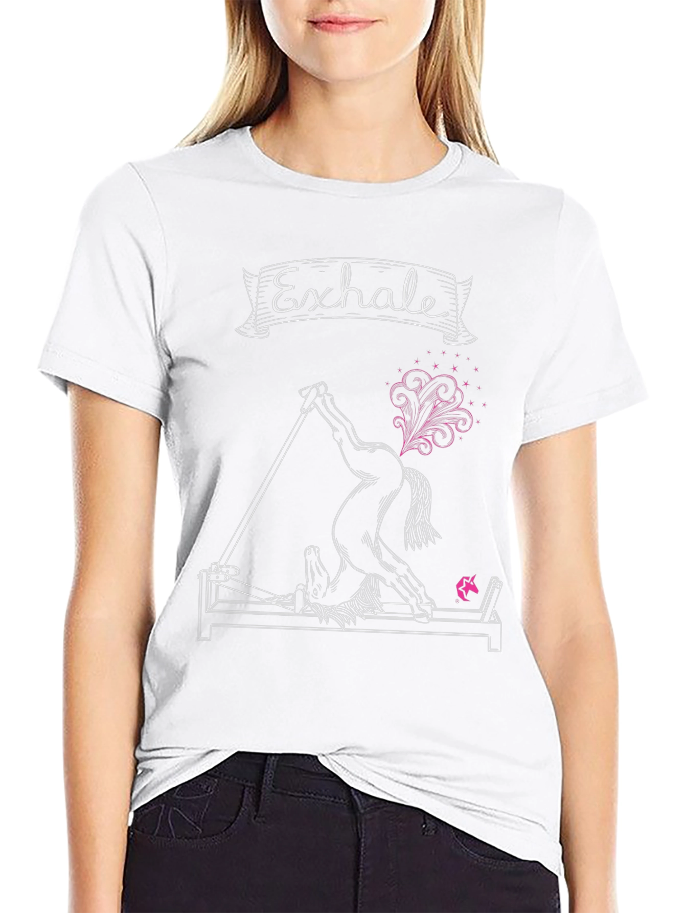 Exhale Pilates Horse T-Shirt Funny Workout Tee