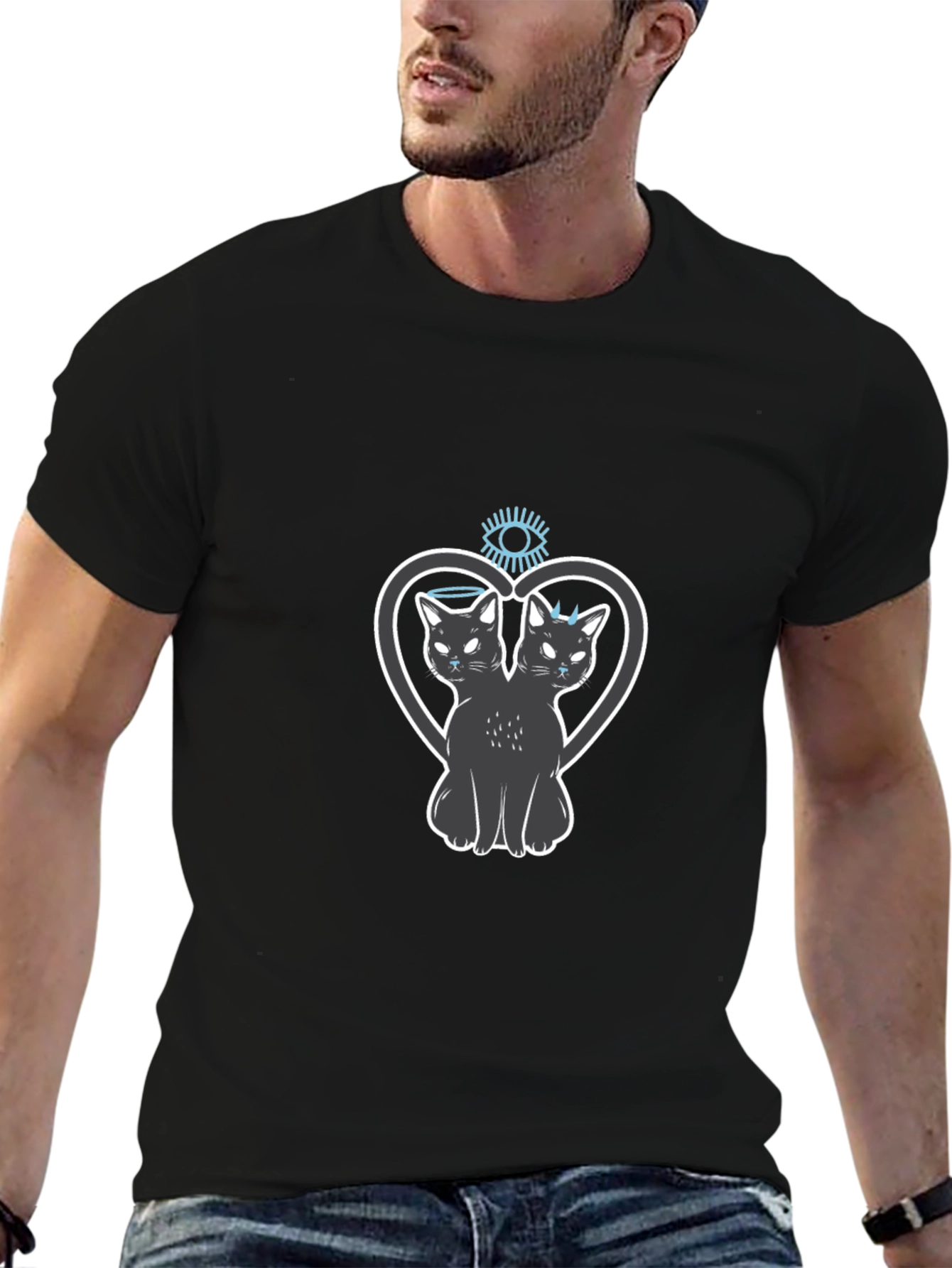 Two-Headed Cat Heart Graphic Tee