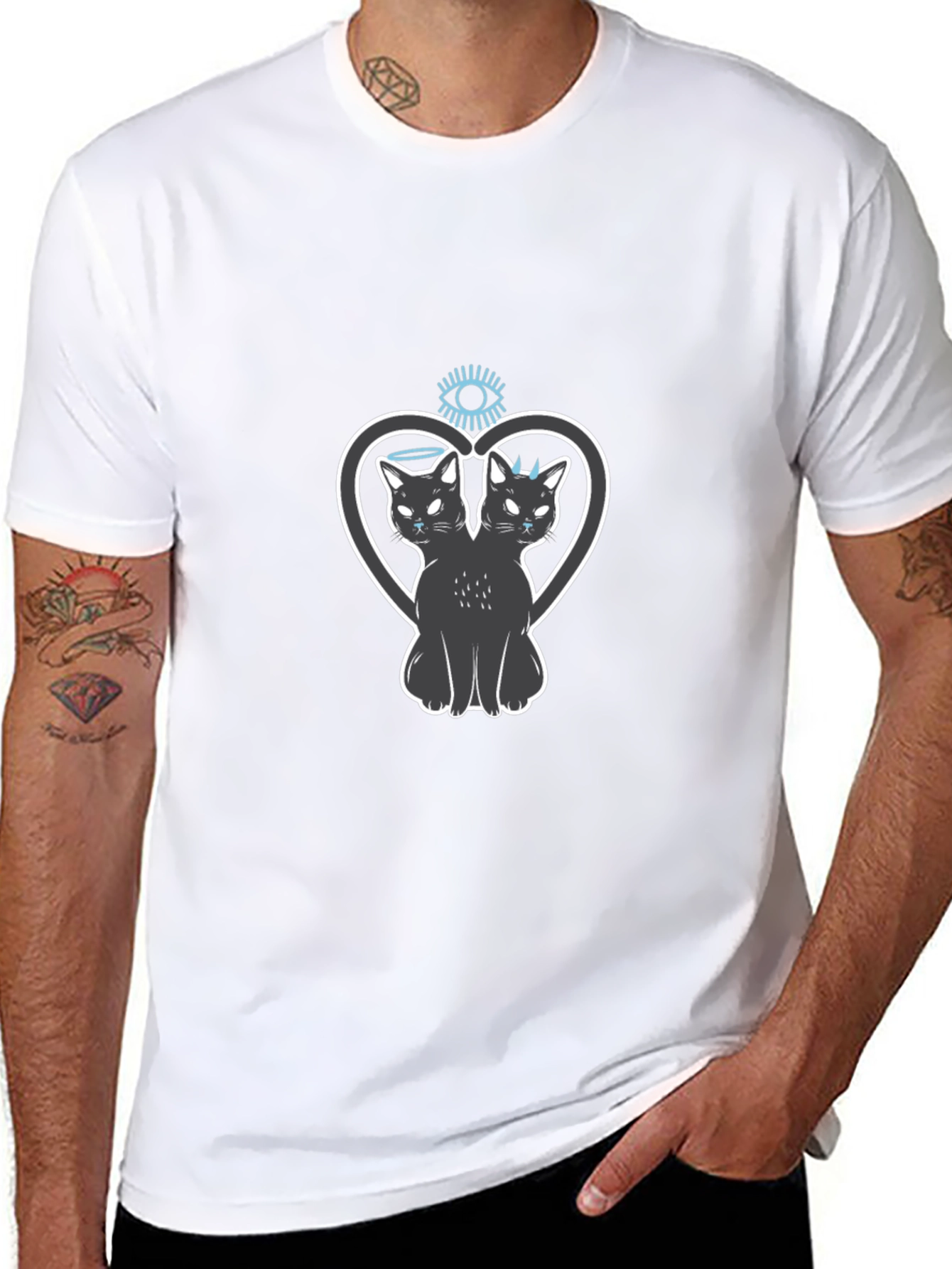 Two-Headed Cat Heart Graphic Tee