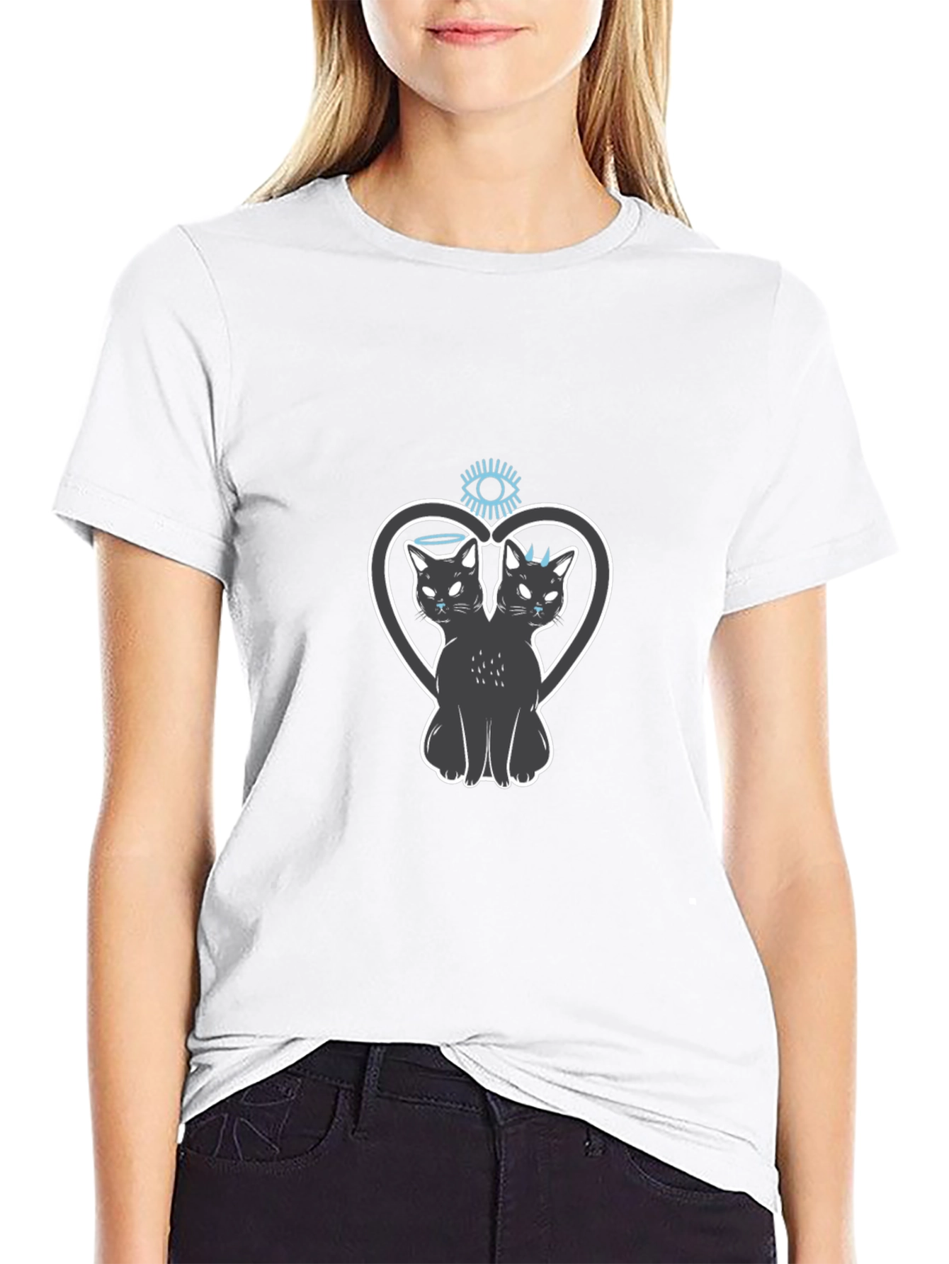 Two-Headed Cat Heart Graphic Tee