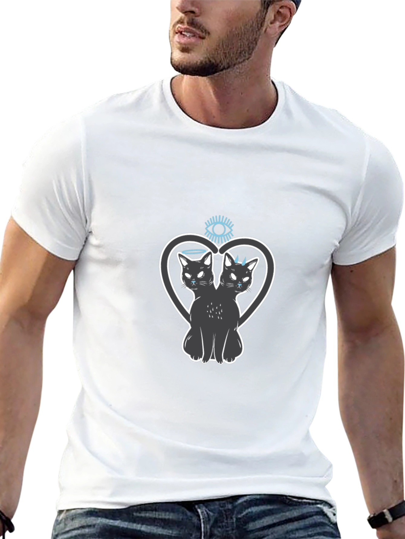 Two-Headed Cat Heart Graphic Tee