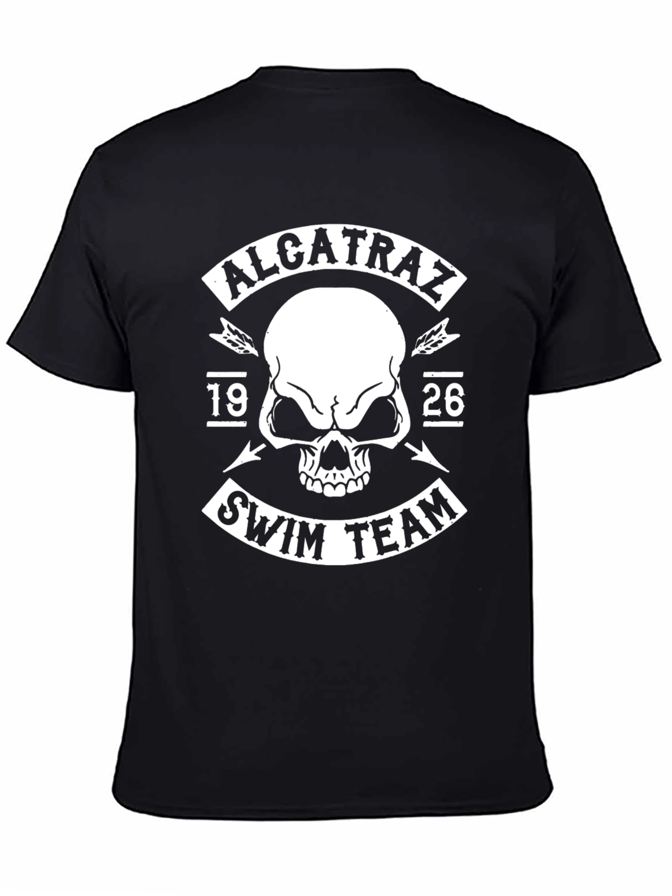 Alcatraz Swim Team Black T-Shirt - Skull Graphic