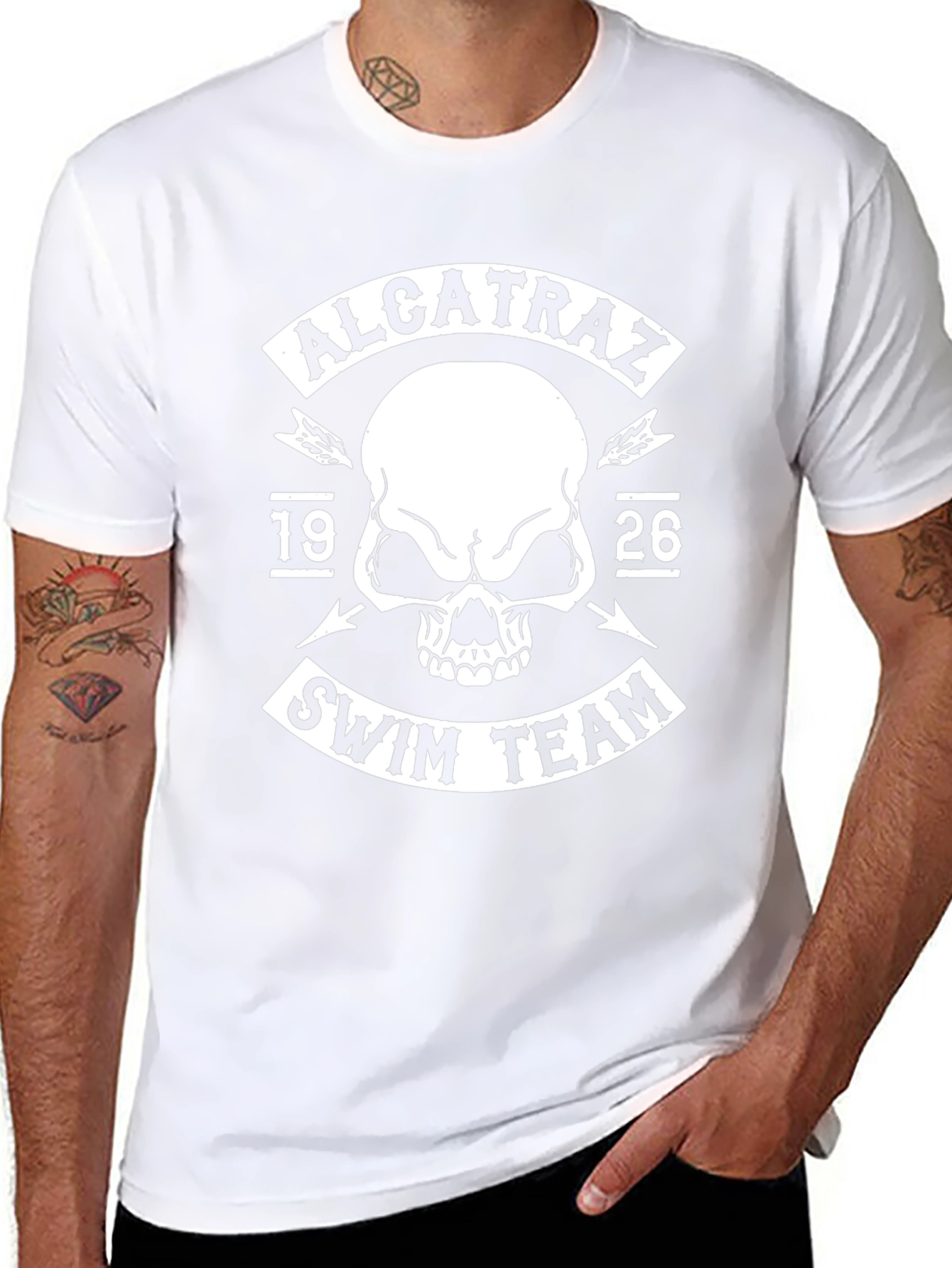 Alcatraz Swim Team Black T-Shirt - Skull Graphic
