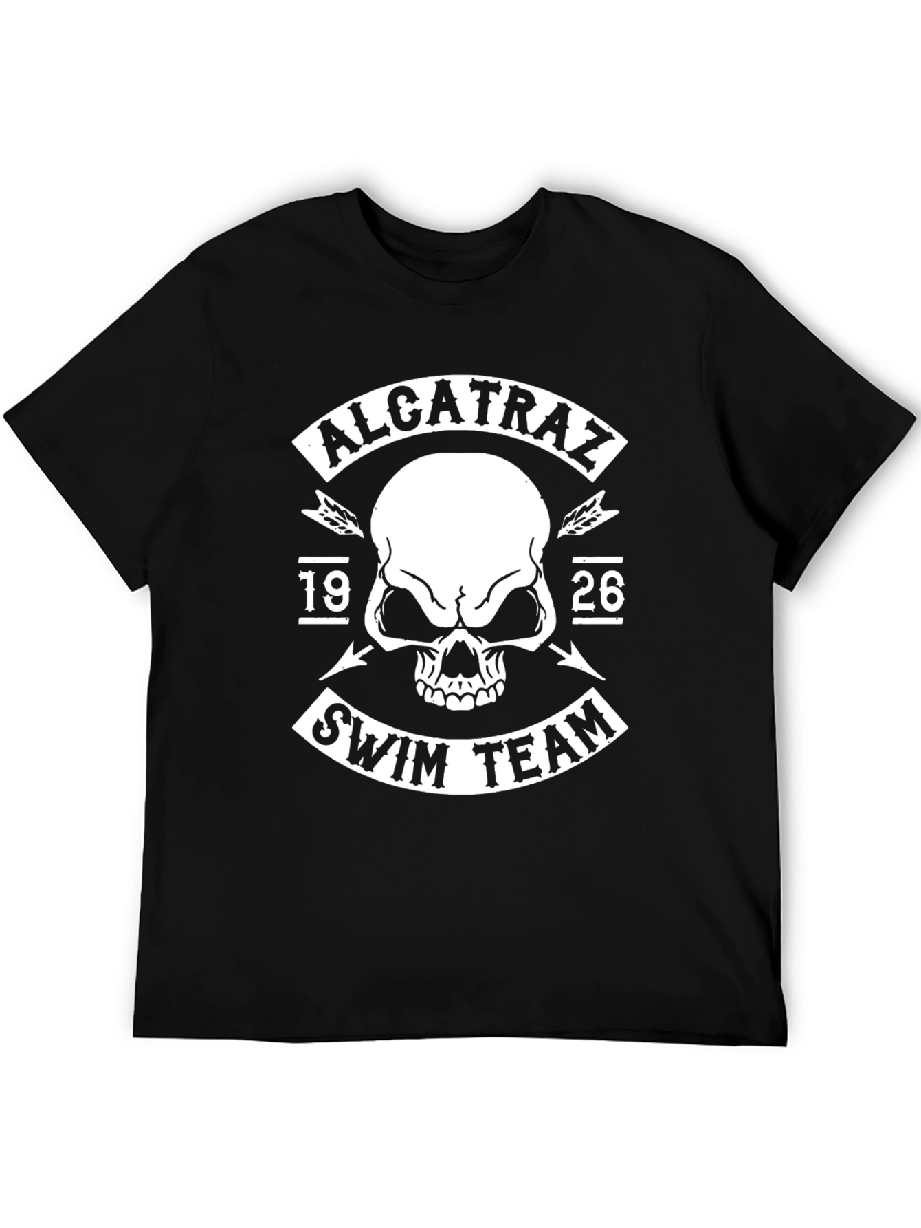 Alcatraz Swim Team Black T-Shirt - Skull Graphic
