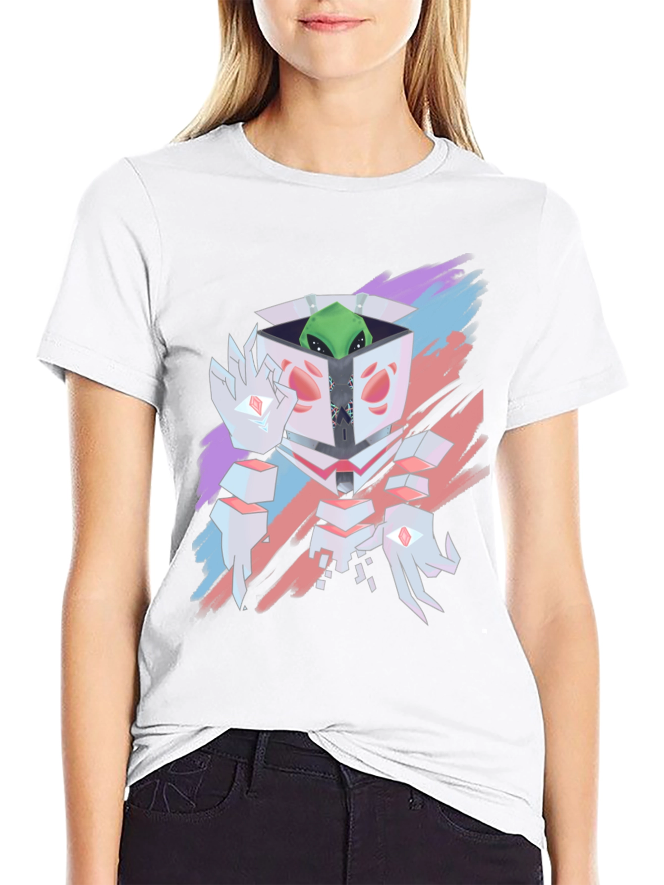 Geometric Alien in a Box Graphic T-Shirt