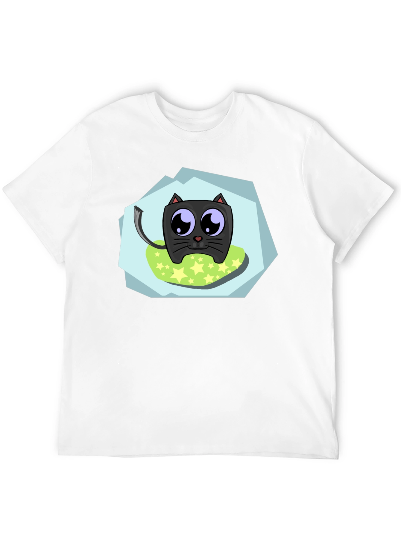 Cute Cartoon Cat Black T-Shirt