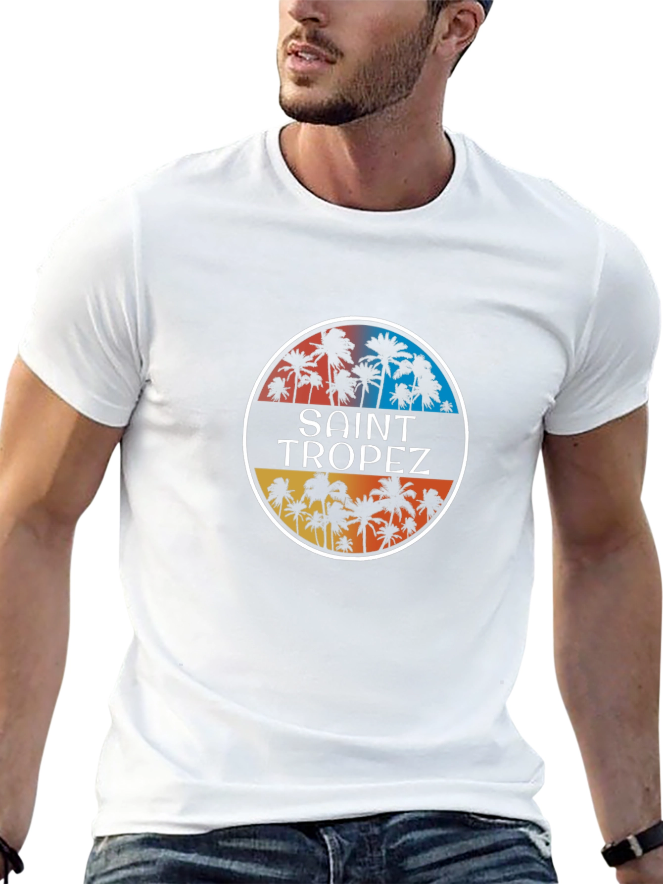 Saint Tropez Palm Tee - Retro Summer Vibes