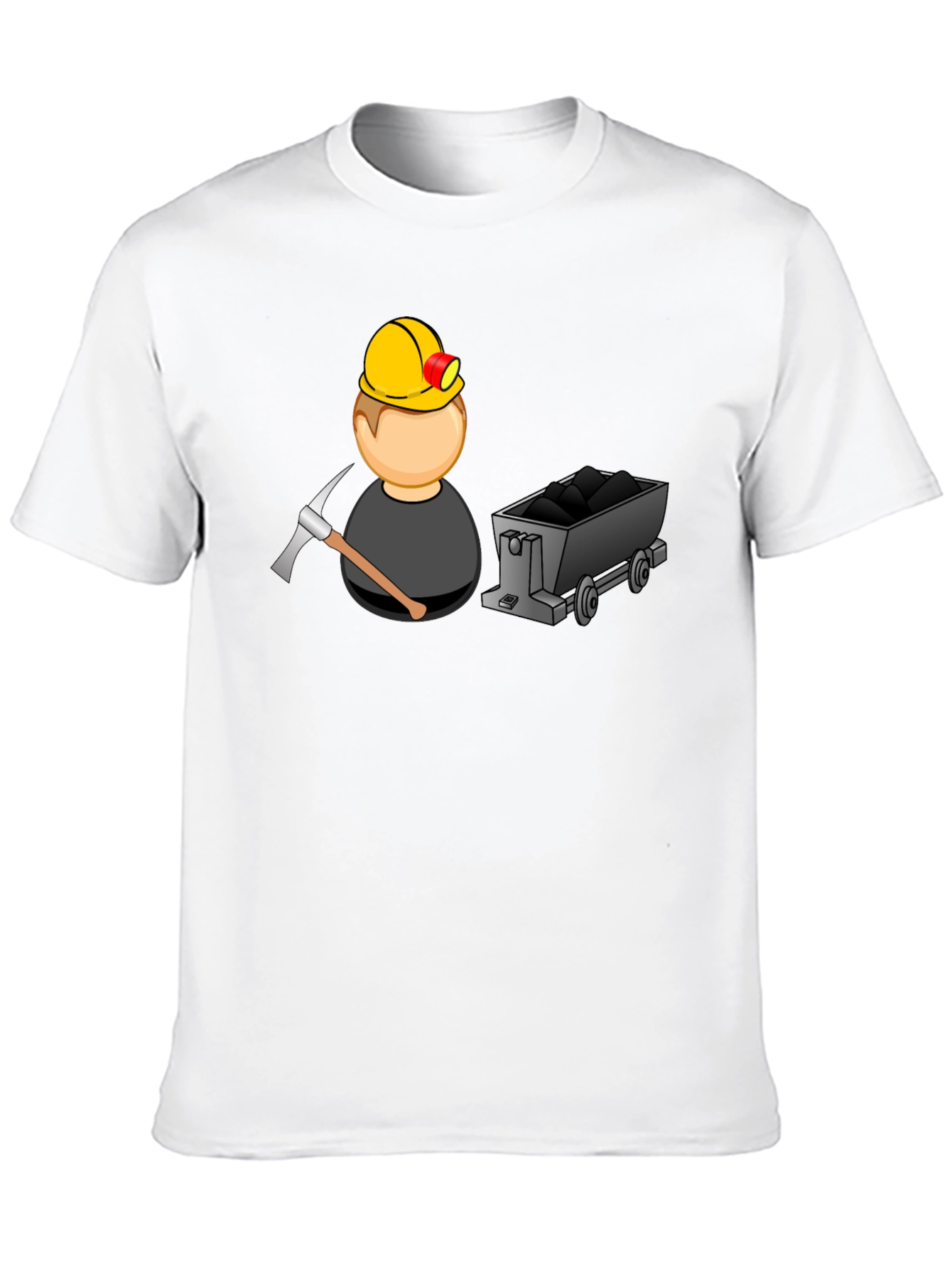 Cartoon Miner Graphic Tee - Black Cotton T-Shirt