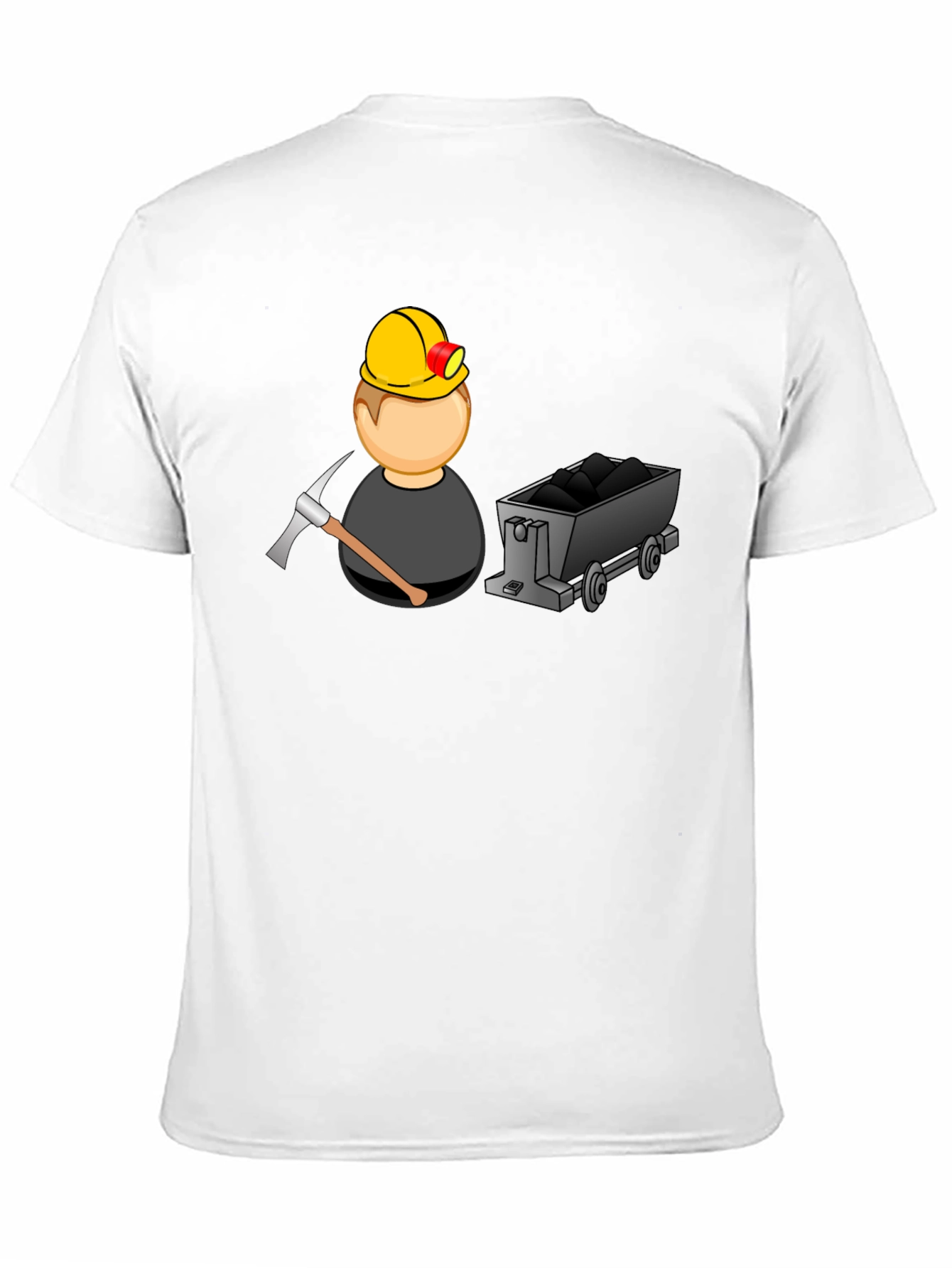 Cartoon Miner Graphic Tee - Black Cotton T-Shirt