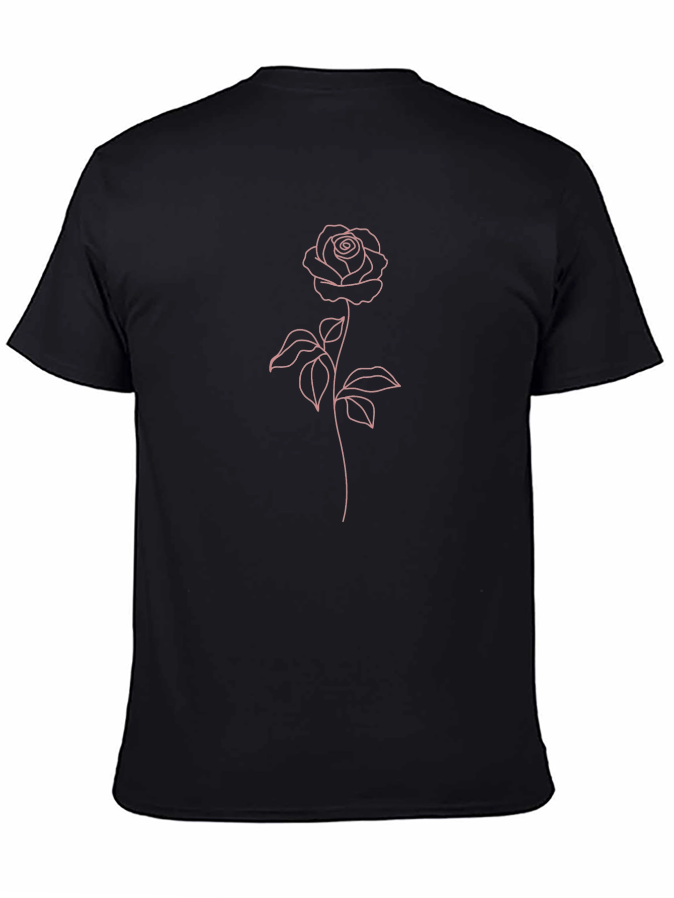 Rose Line Art Tee - Black Casual Shirt