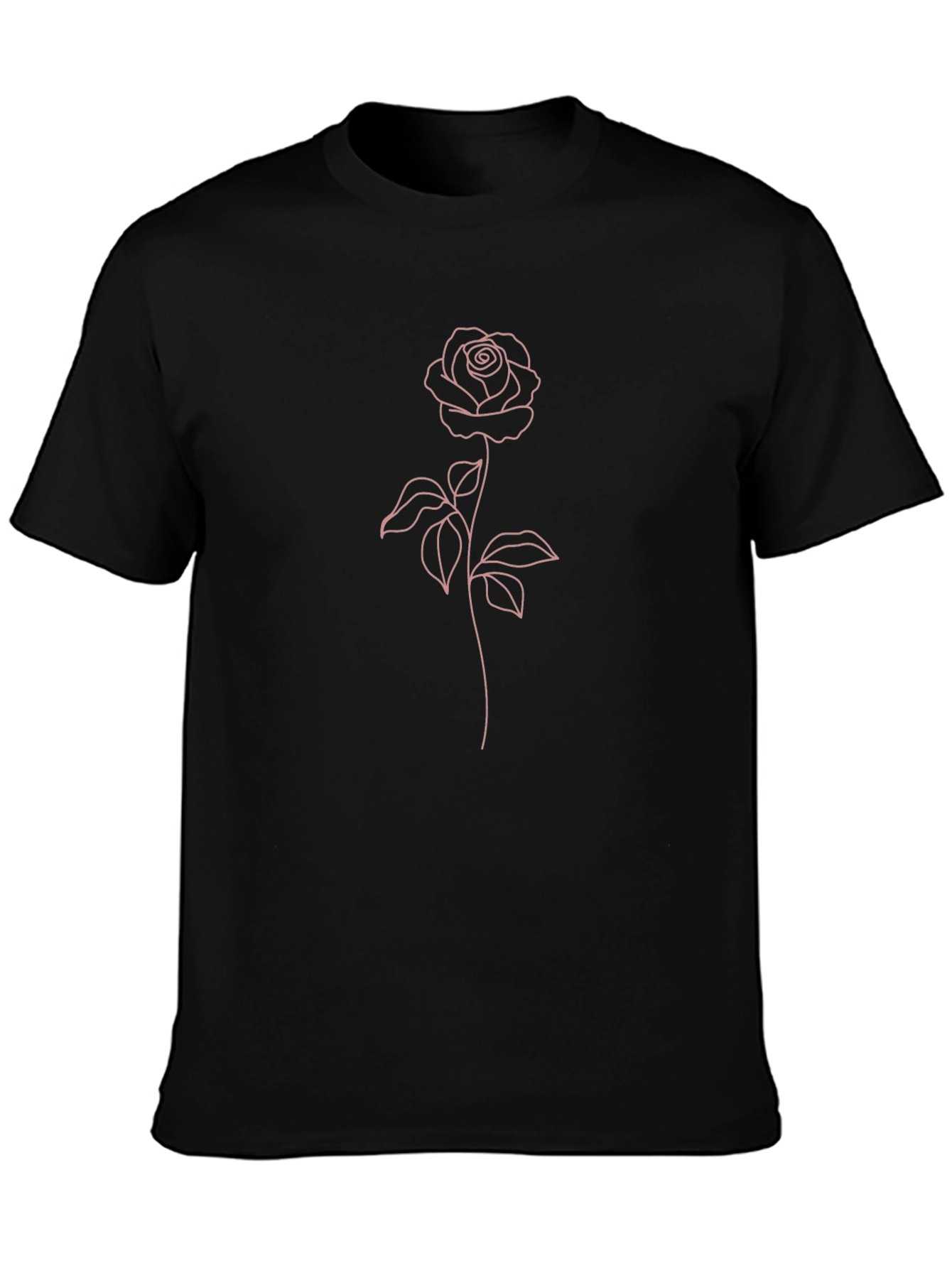 Rose Line Art Tee - Black Casual Shirt
