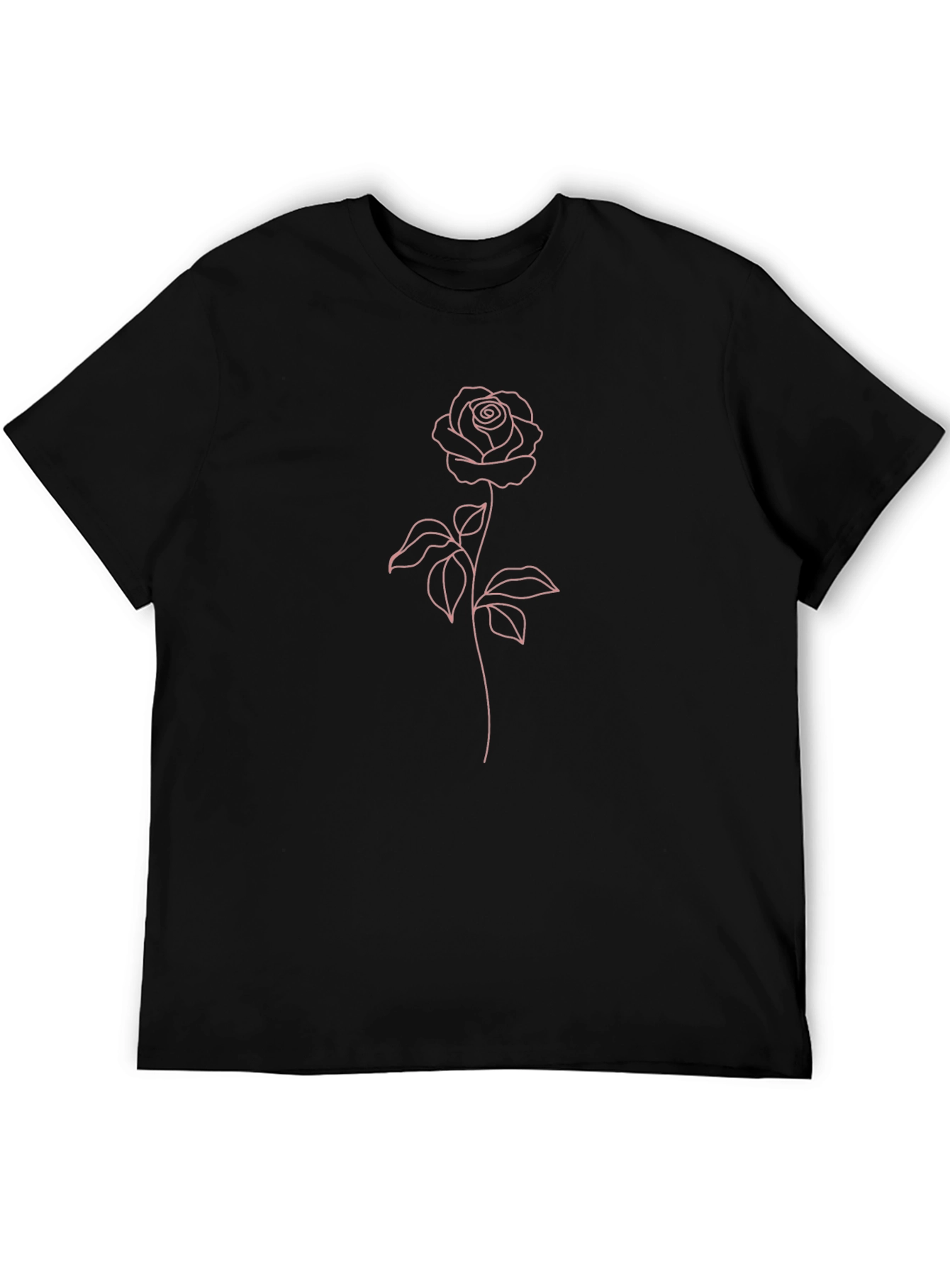 Rose Line Art Tee - Black Casual Shirt