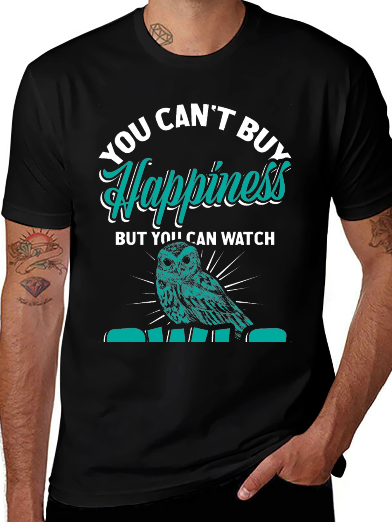 You Cant Buy Happiness Owl Graphic Tee