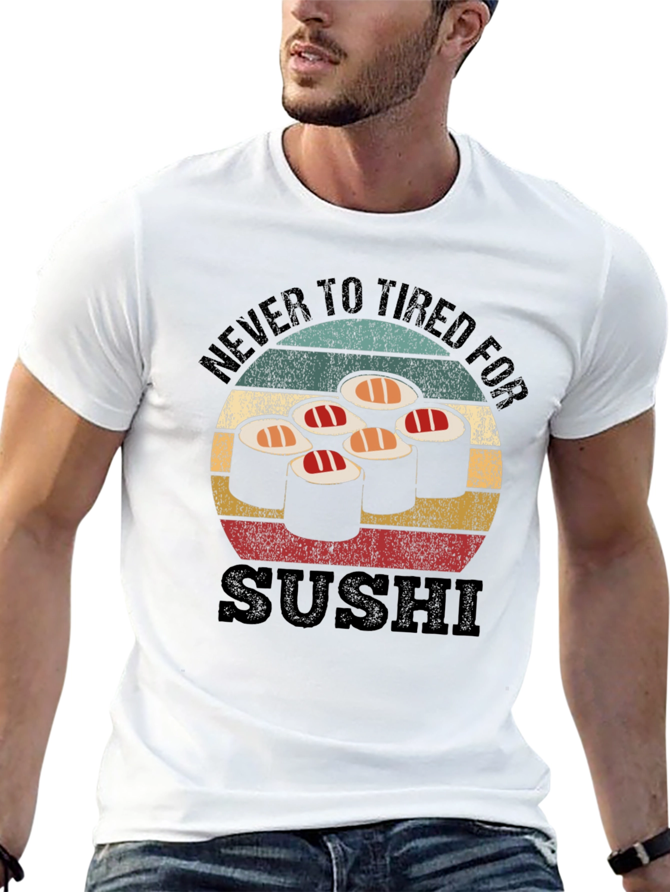 Never Too Tired For Sushi Black T-Shirt