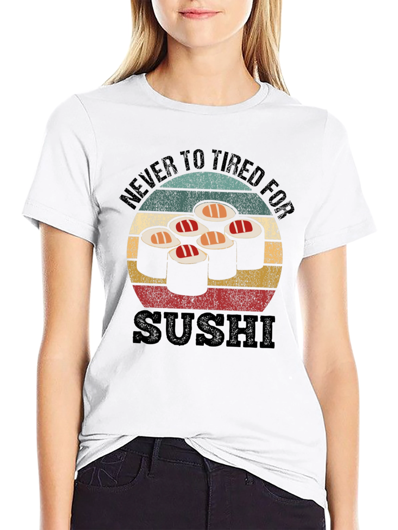 Never Too Tired For Sushi Black T-Shirt