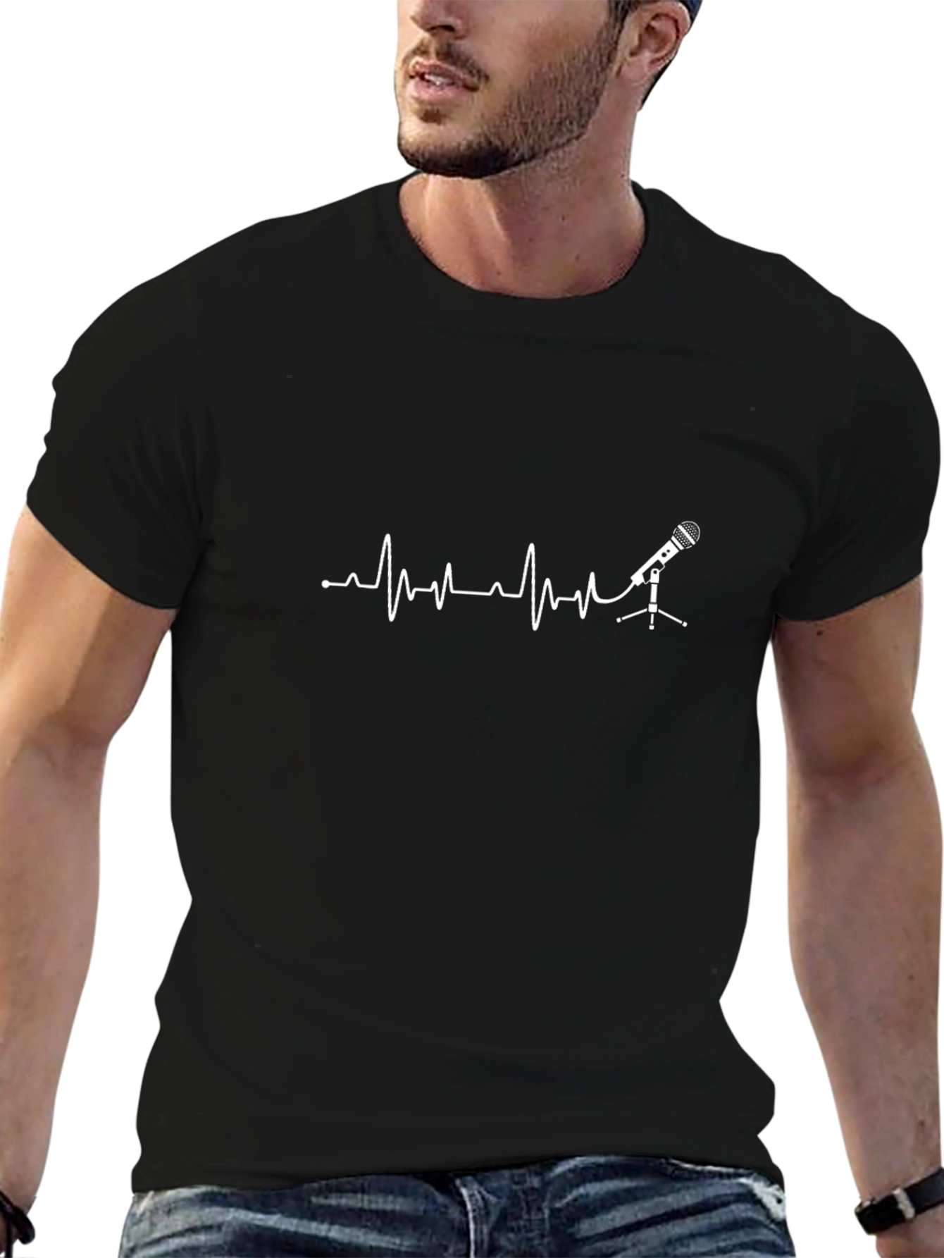 Microphone Heartbeat Graphic Tee - Musicians Style