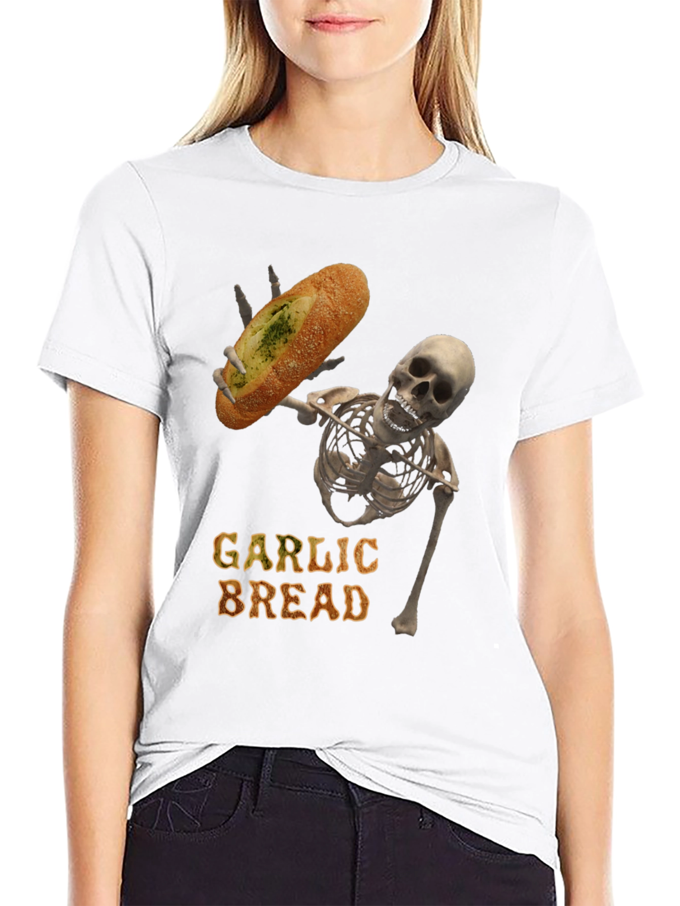 Garlic Bread Skeleton Graphic T-Shirt