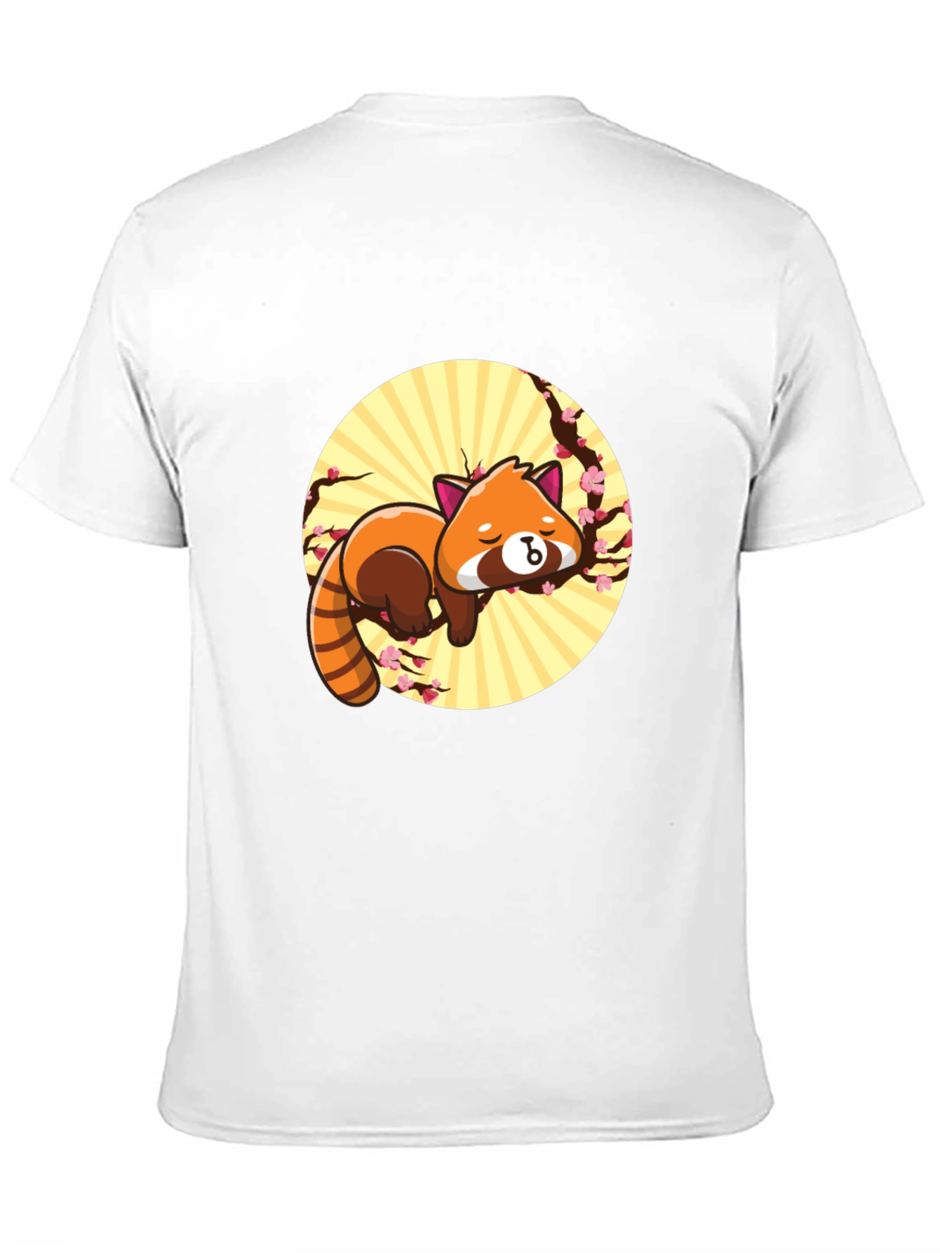 Cute Red Panda Sleeping on Branch - Black T-shirt