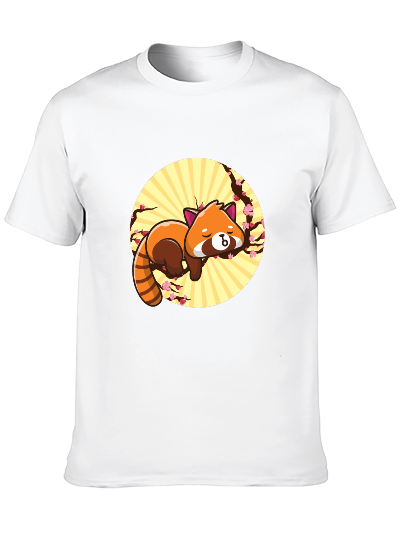 Cute Red Panda Sleeping on Branch - Black T-shirt