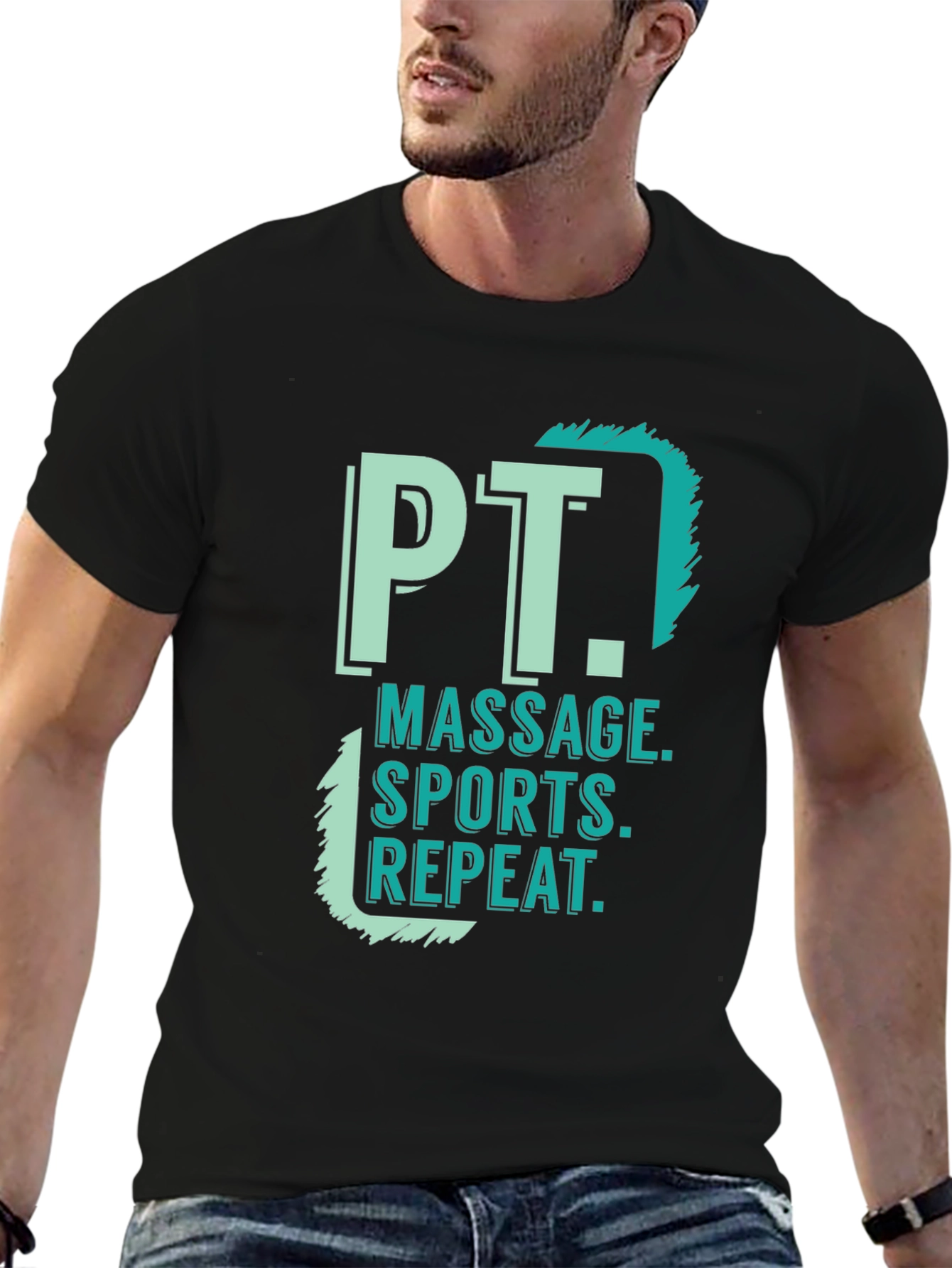 PT Massage Sports Repeat Black T-Shirt