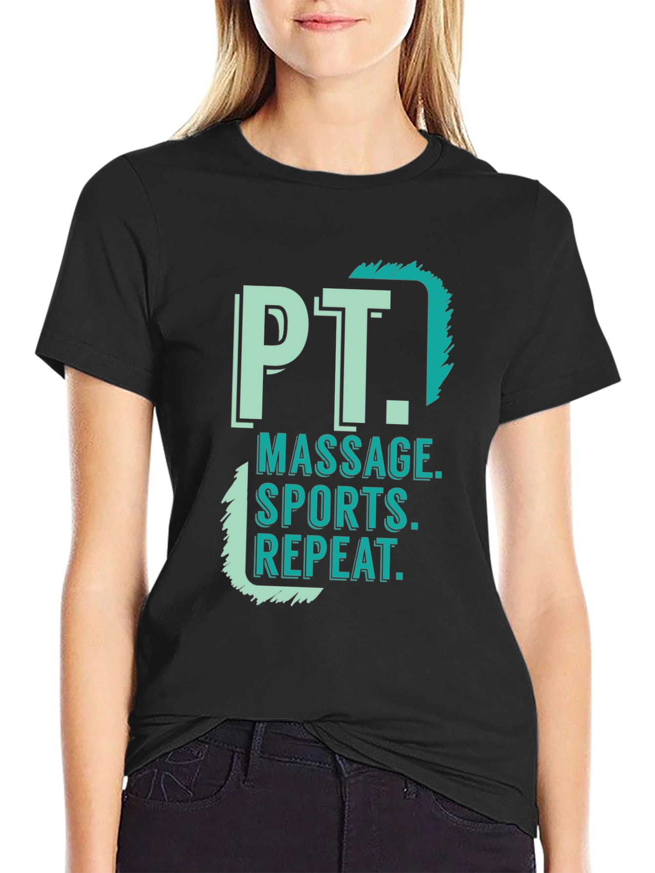 PT Massage Sports Repeat Black T-Shirt