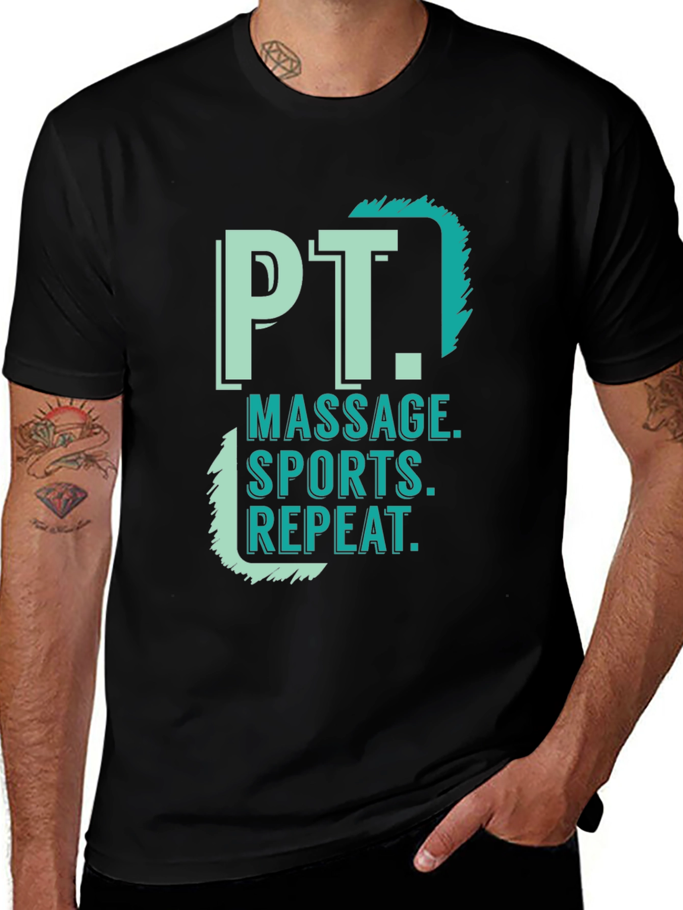 PT Massage Sports Repeat Black T-Shirt