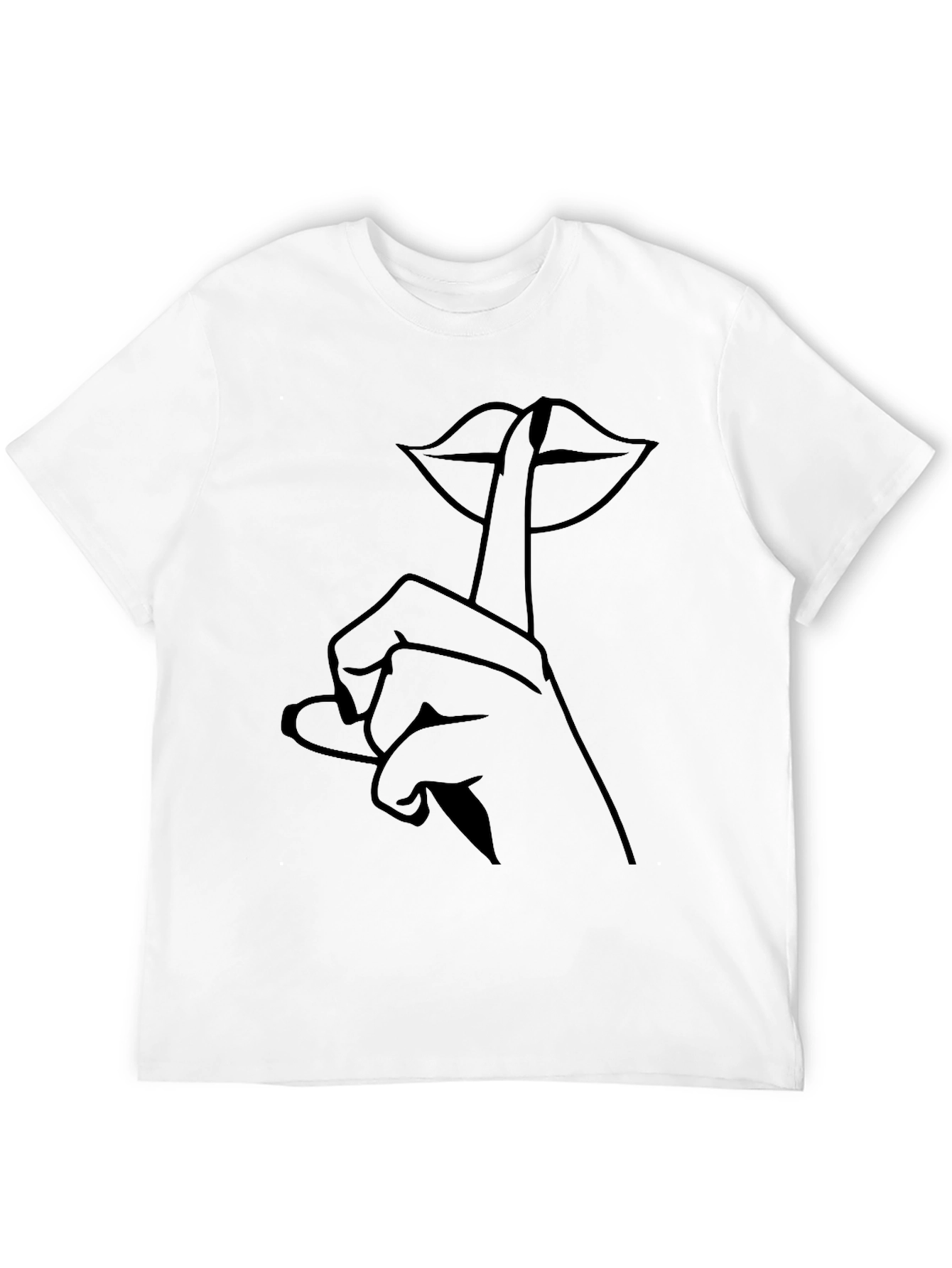 Black Shhh Lips Graphic Tee - Modern Casual Style