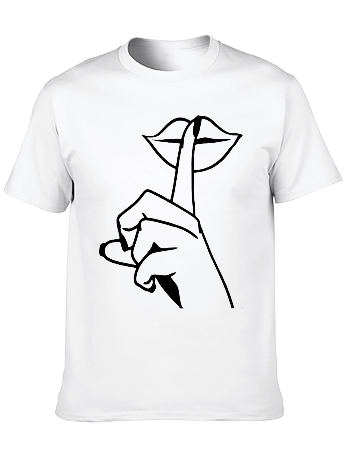 Black Shhh Lips Graphic Tee - Modern Casual Style