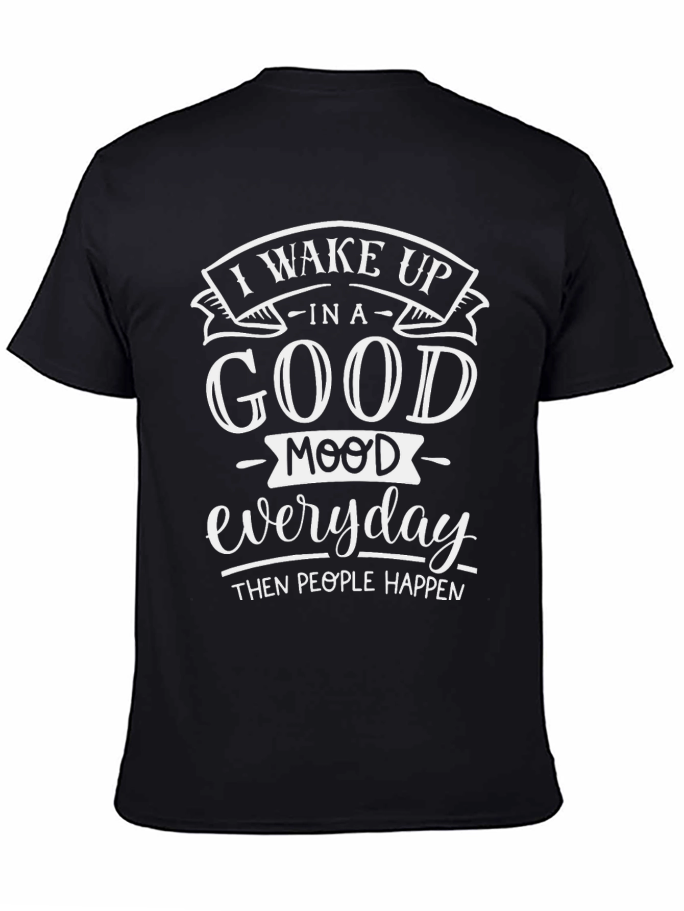 Good Mood Graphic Tee - Black Cotton Casual T-Shirt