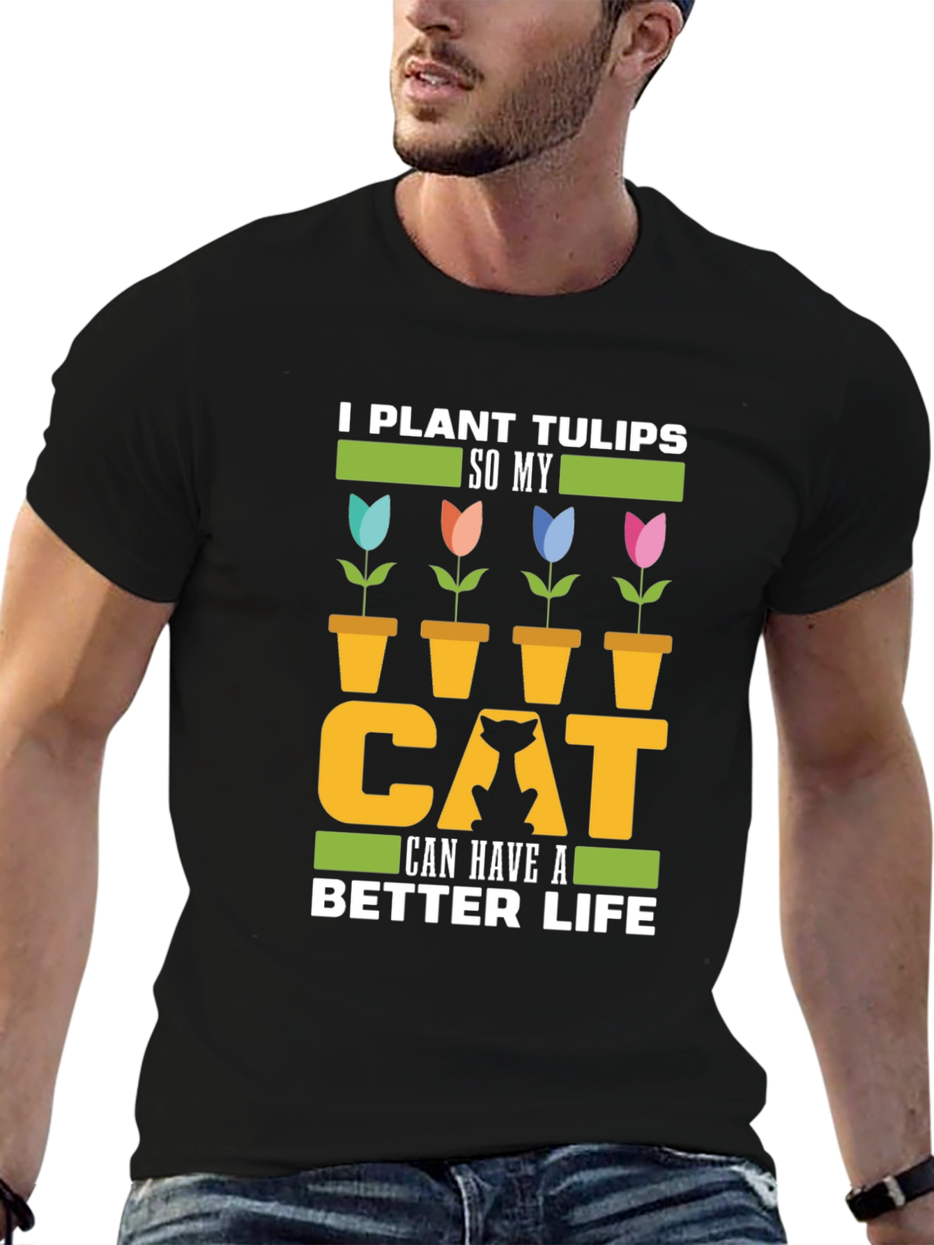 Funny Cat Lover T-Shirt - Tulip Garden Tee