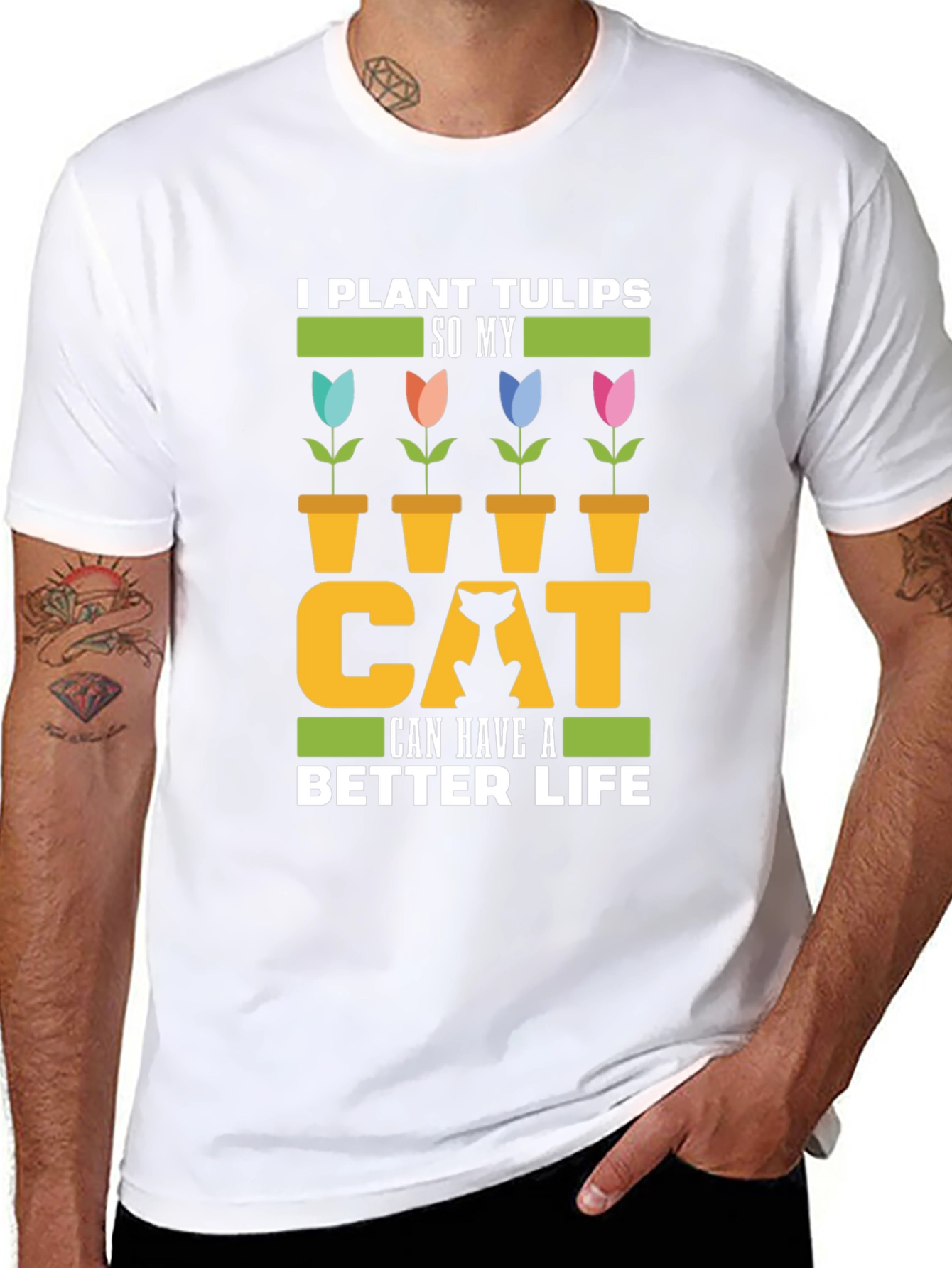 Funny Cat Lover T-Shirt - Tulip Garden Tee