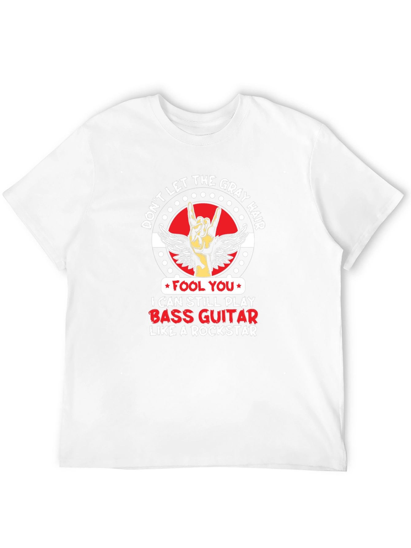 Gray Hair Bass Guitar Rockstar T-Shirt