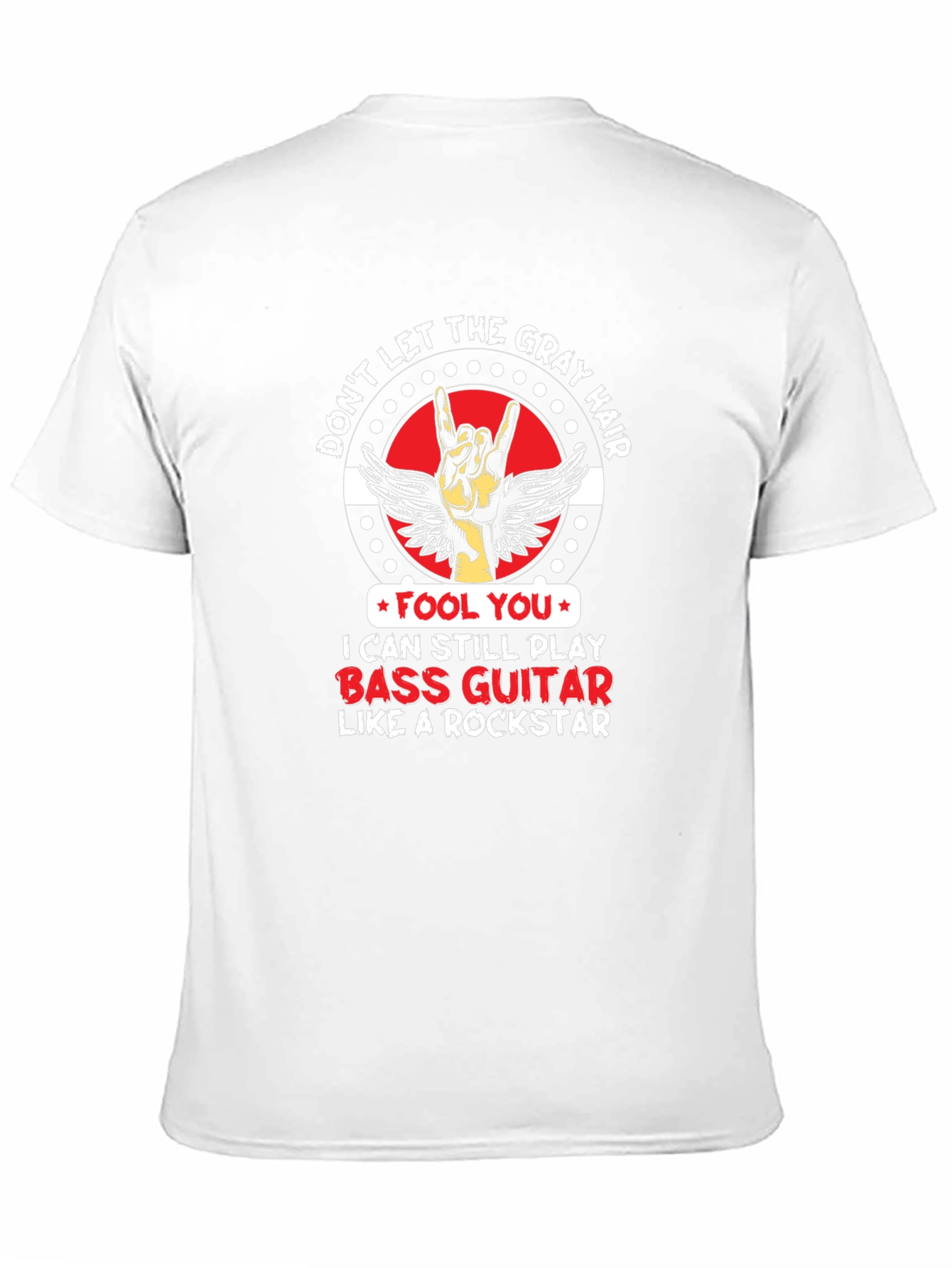 Gray Hair Bass Guitar Rockstar T-Shirt