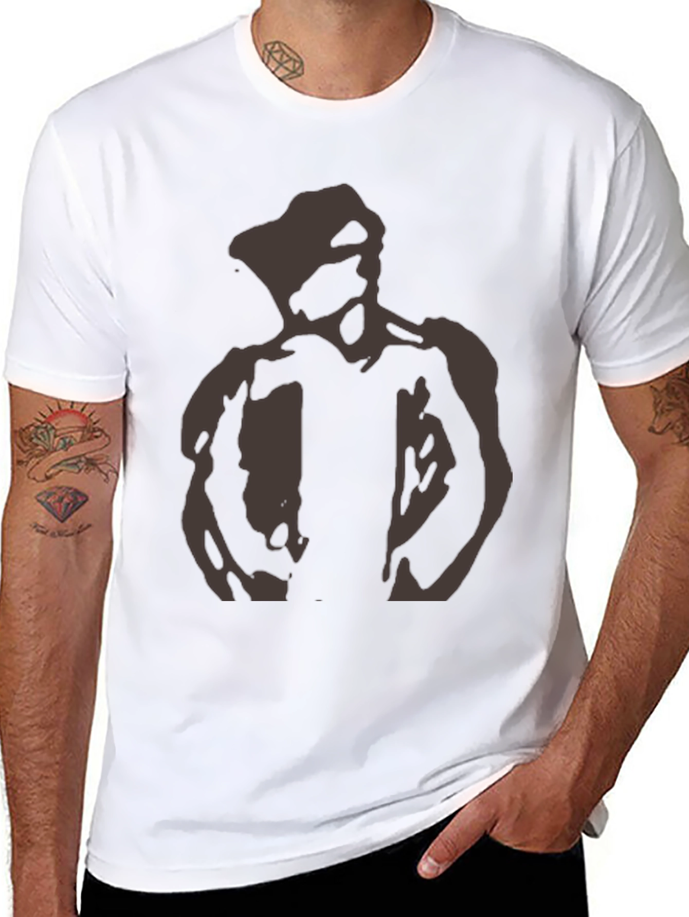 Abstract Man Graphic Tee - Casual Black T-Shirt