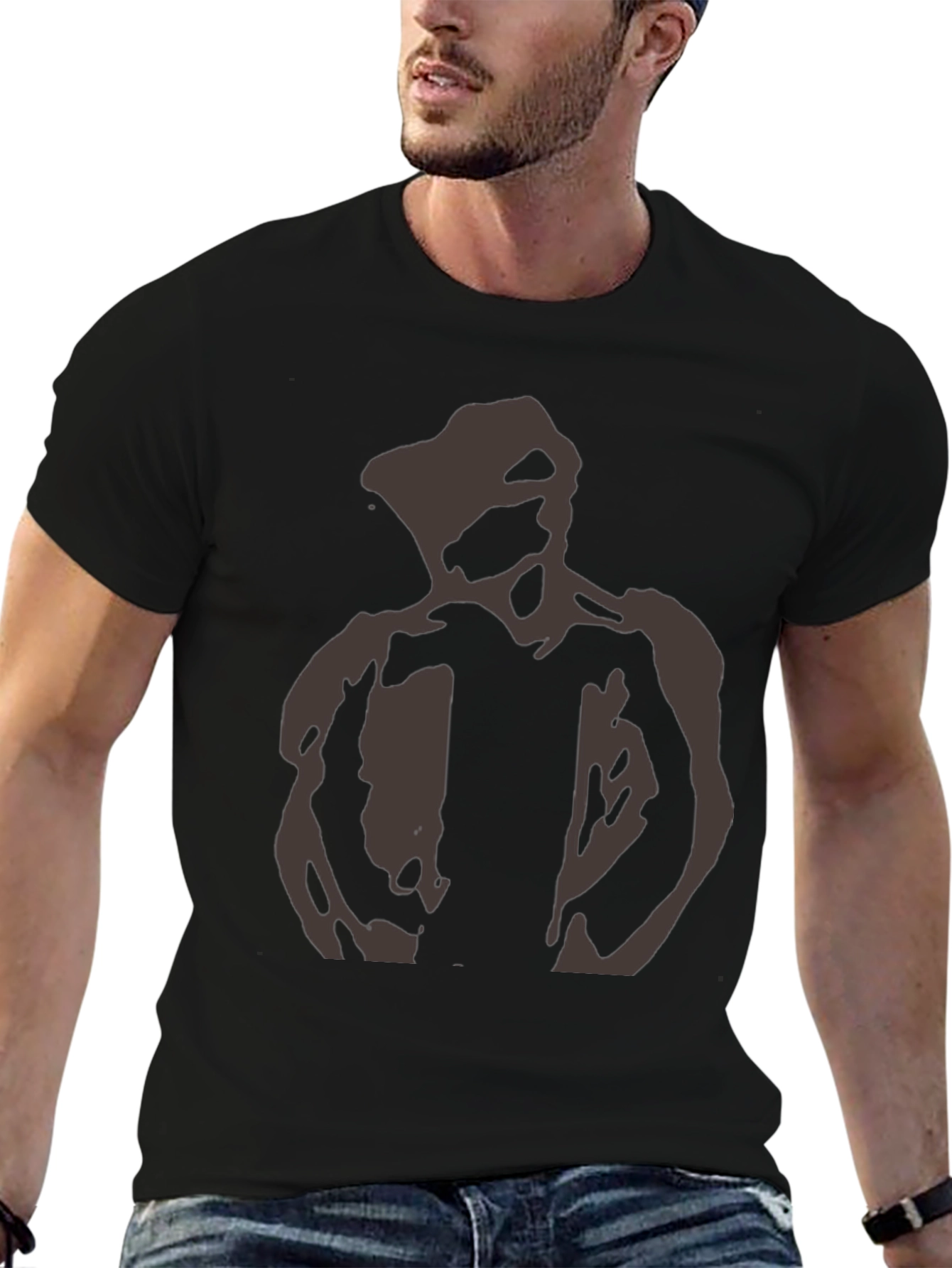 Abstract Man Graphic Tee - Casual Black T-Shirt
