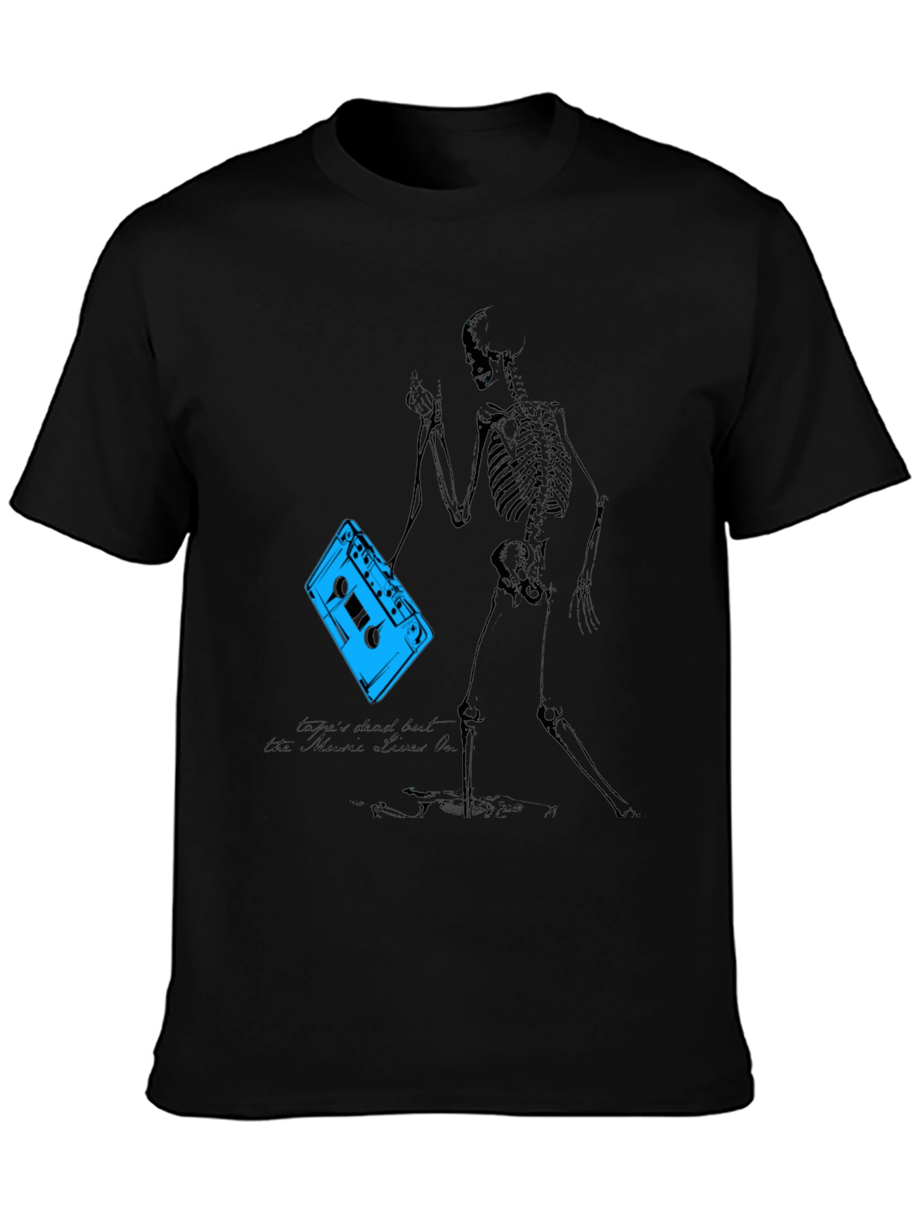Skeleton Cassette Tape T-Shirt - Music Never Dies