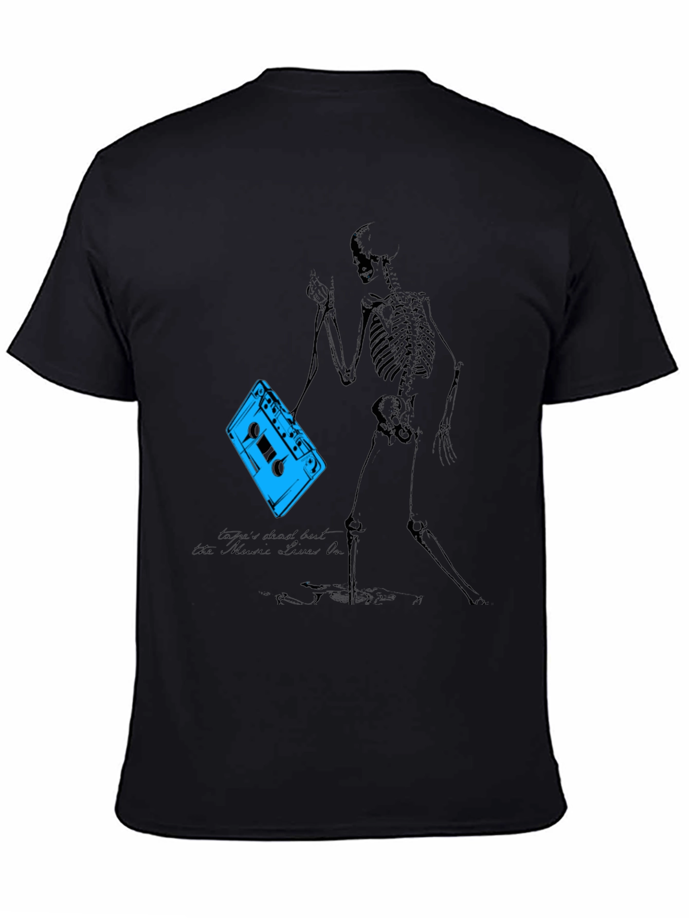 Skeleton Cassette Tape T-Shirt - Music Never Dies