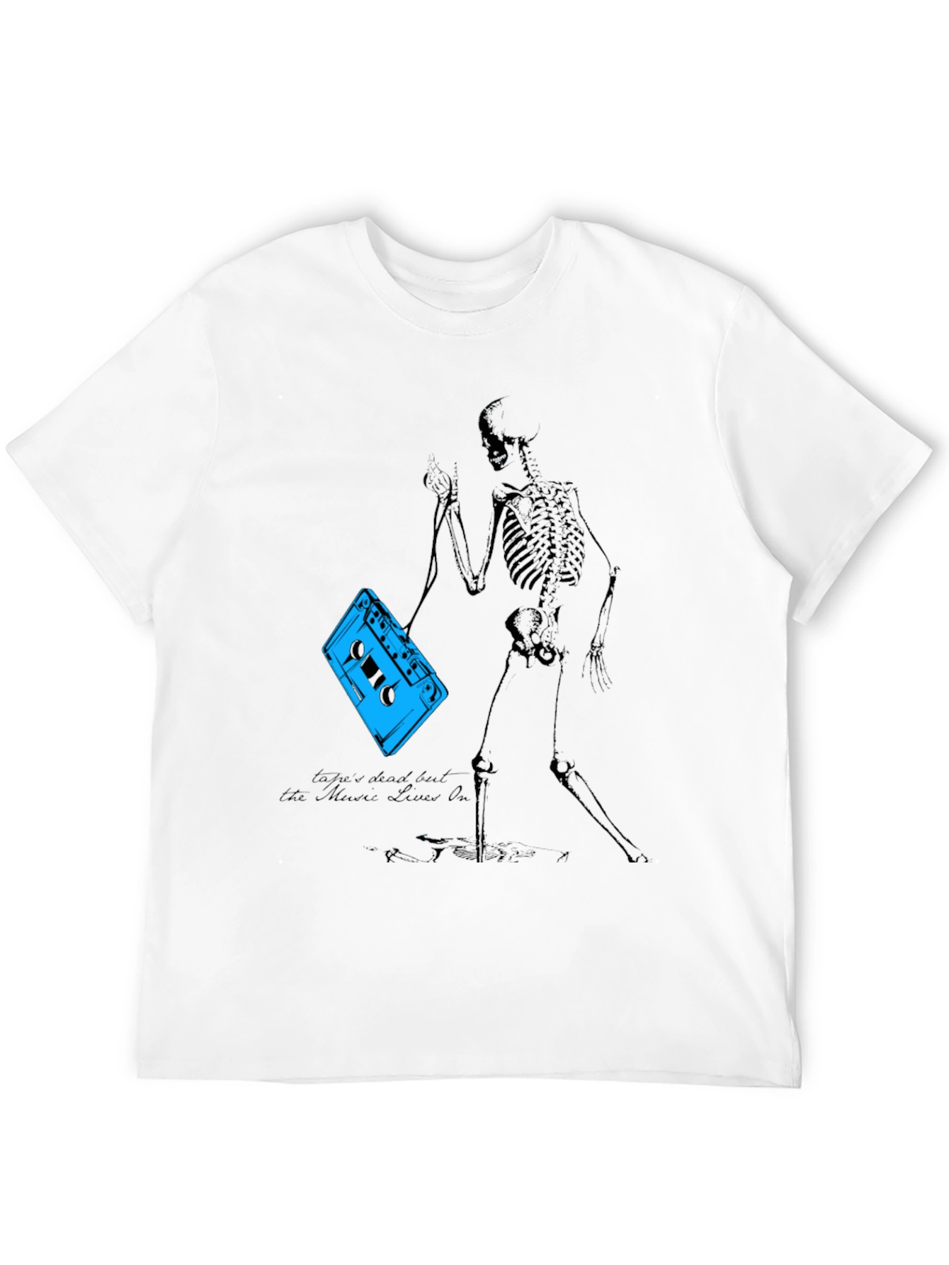 Skeleton Cassette Tape T-Shirt - Music Never Dies