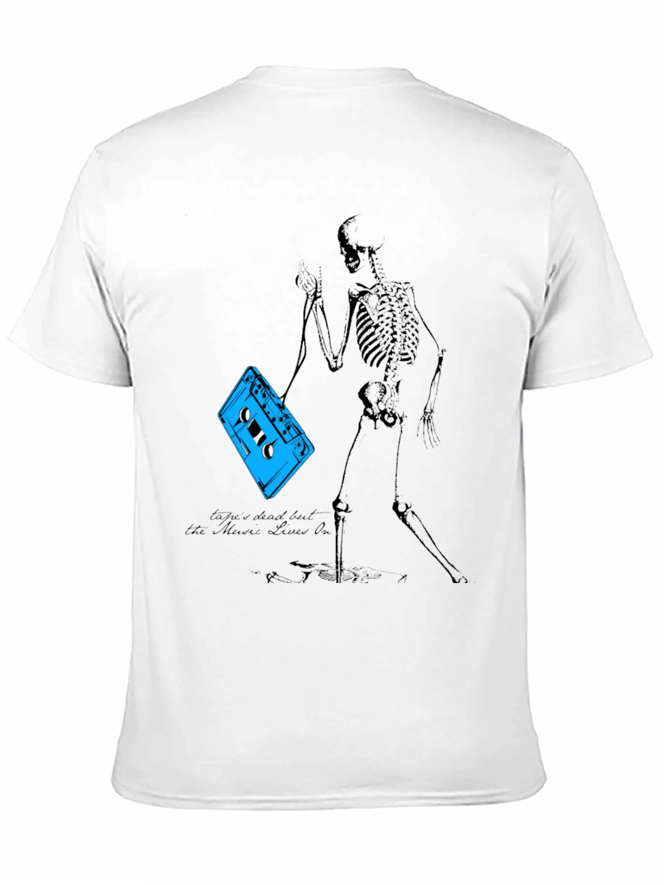 Skeleton Cassette Tape T-Shirt - Music Never Dies