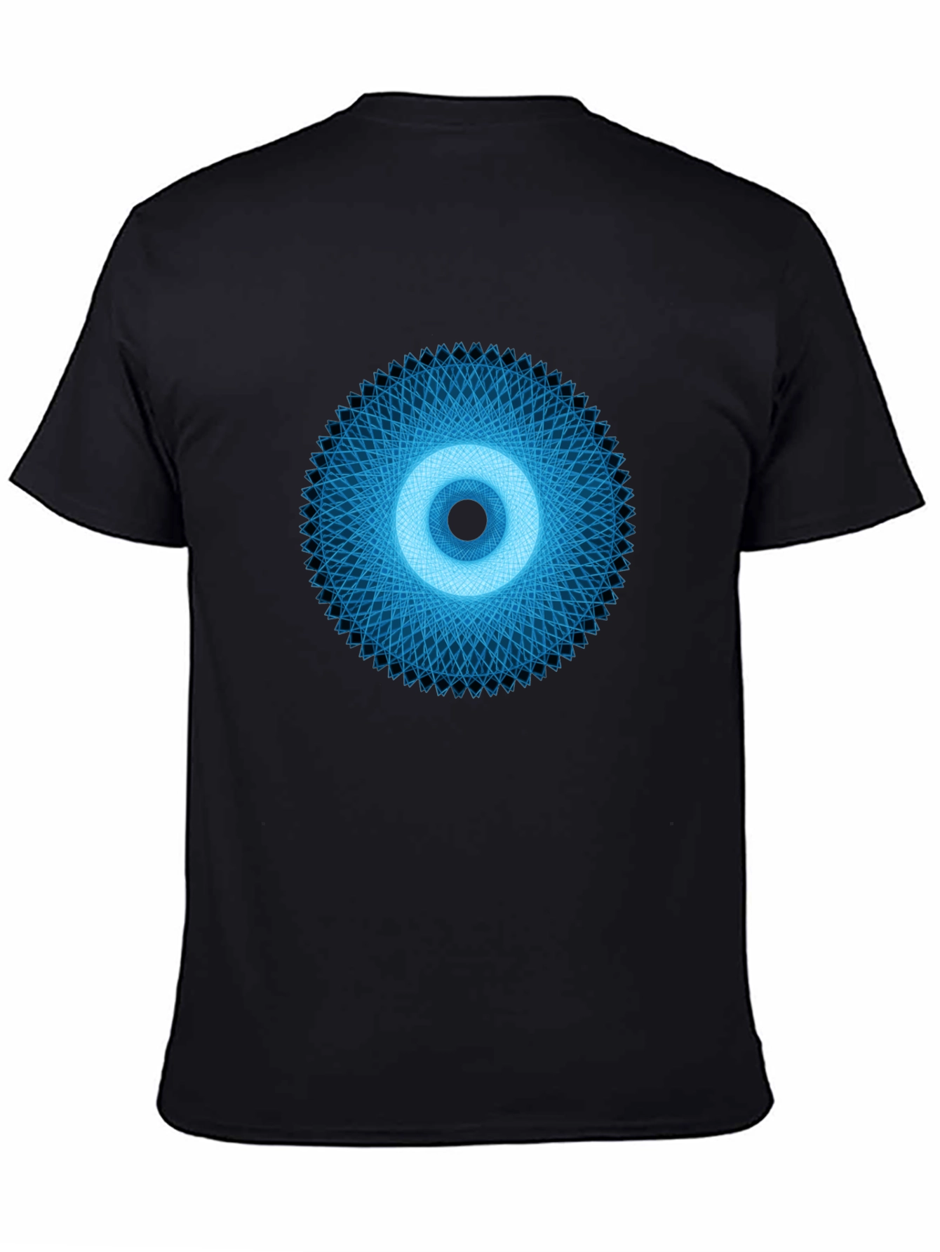 Geometric Eye Graphic Tee - Black Crew Neck
