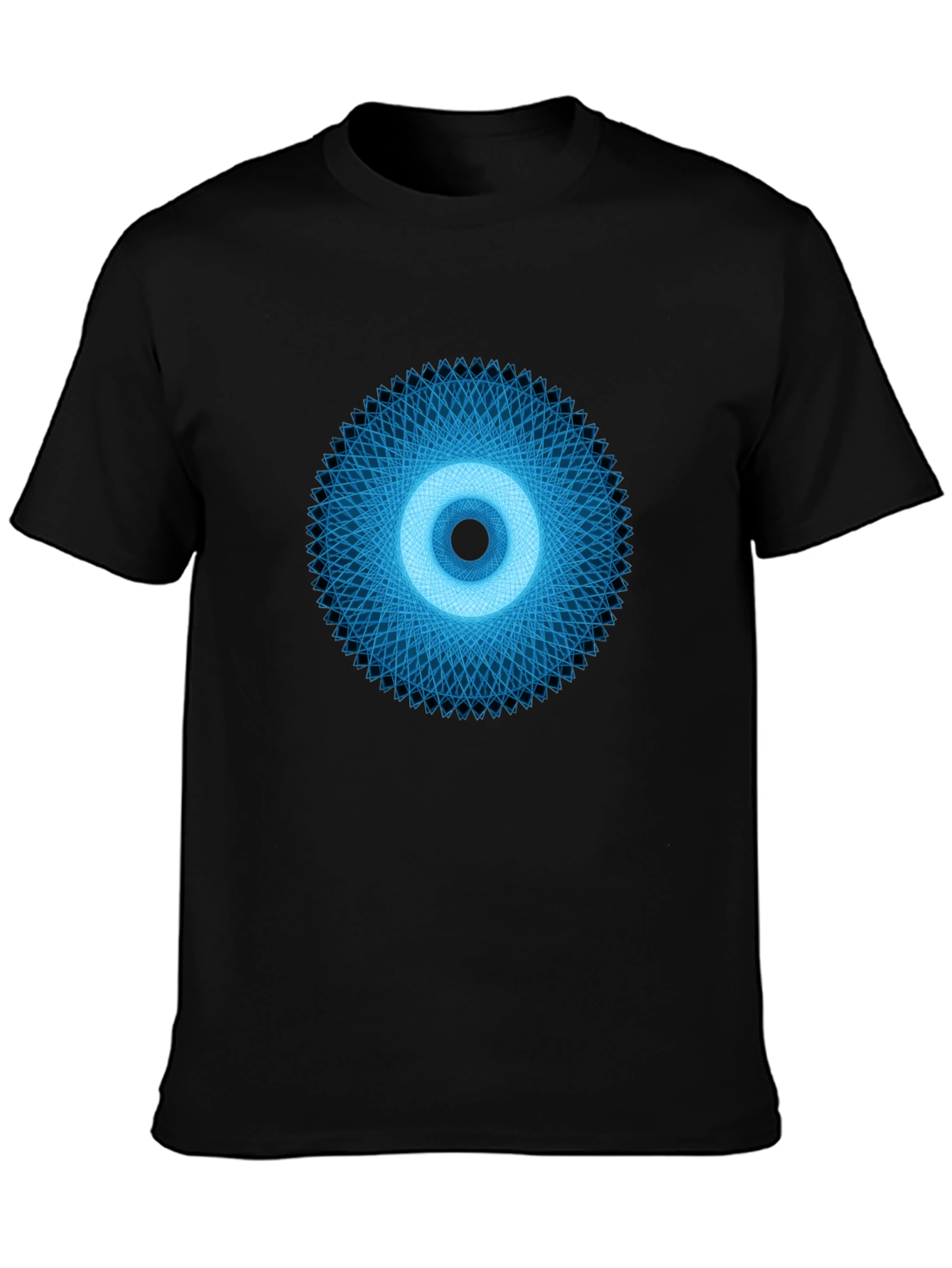 Geometric Eye Graphic Tee - Black Crew Neck