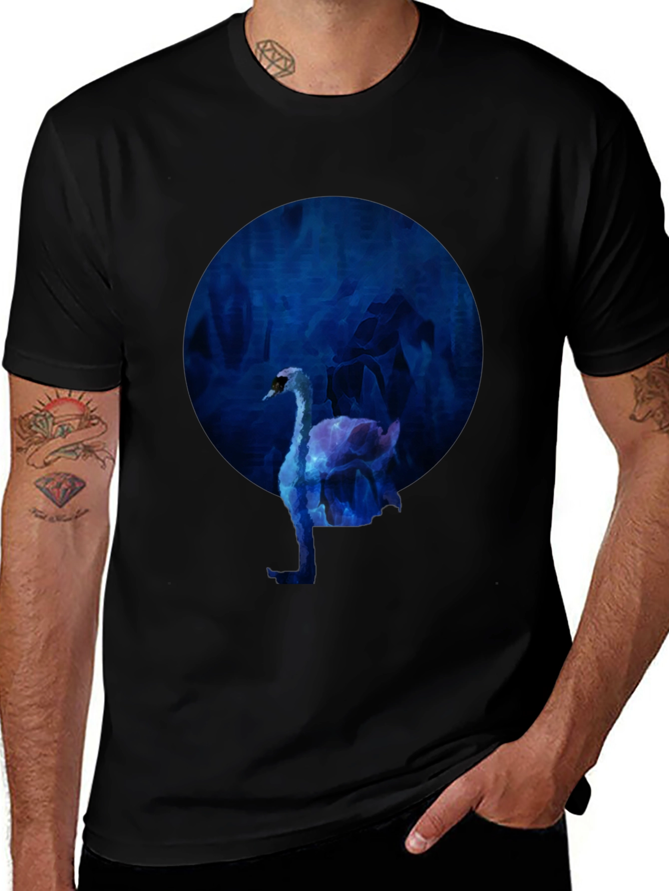 Swan Graphic Black T-Shirt
