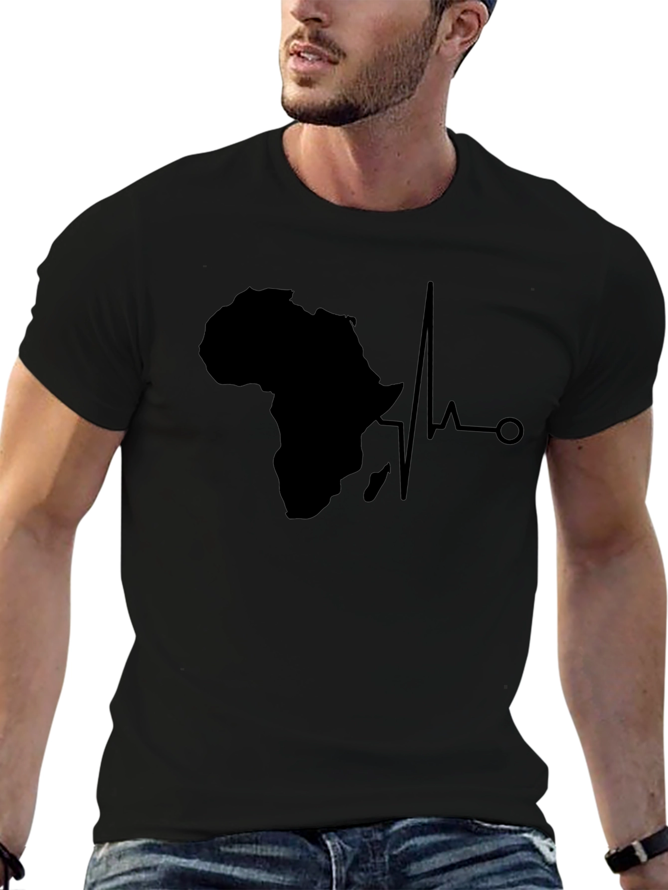 Africa Heartbeat T-Shirt - Black Graphic Tee