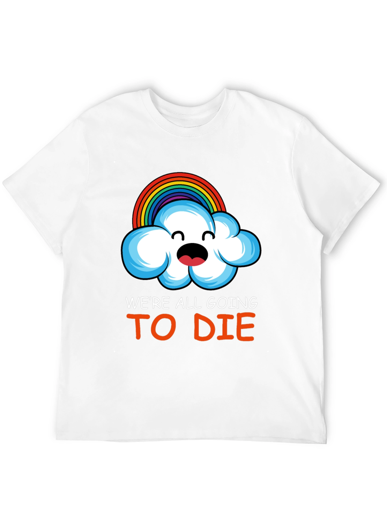 Humorous Rainbow Cloud Graphic T-Shirt