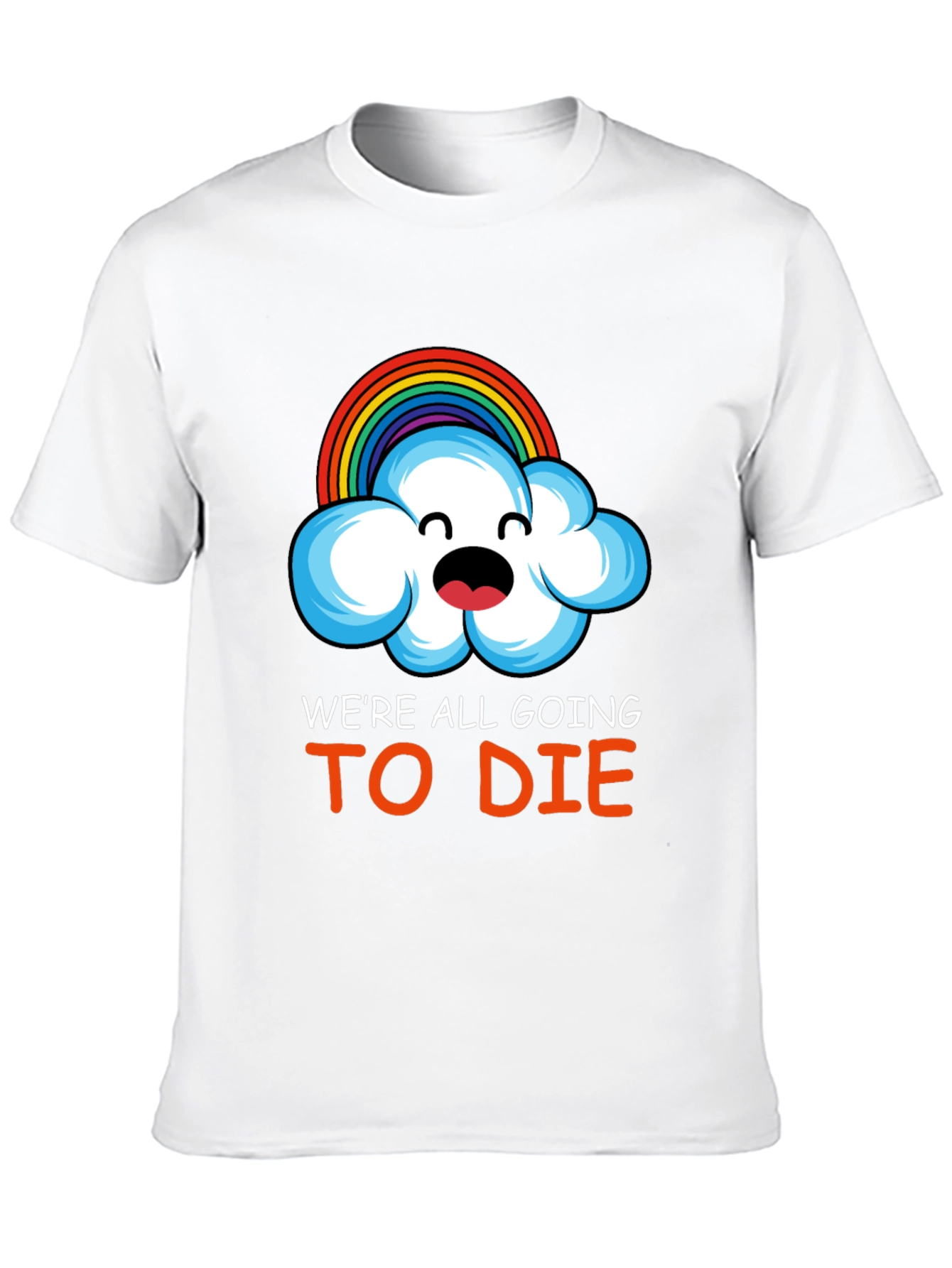 Humorous Rainbow Cloud Graphic T-Shirt