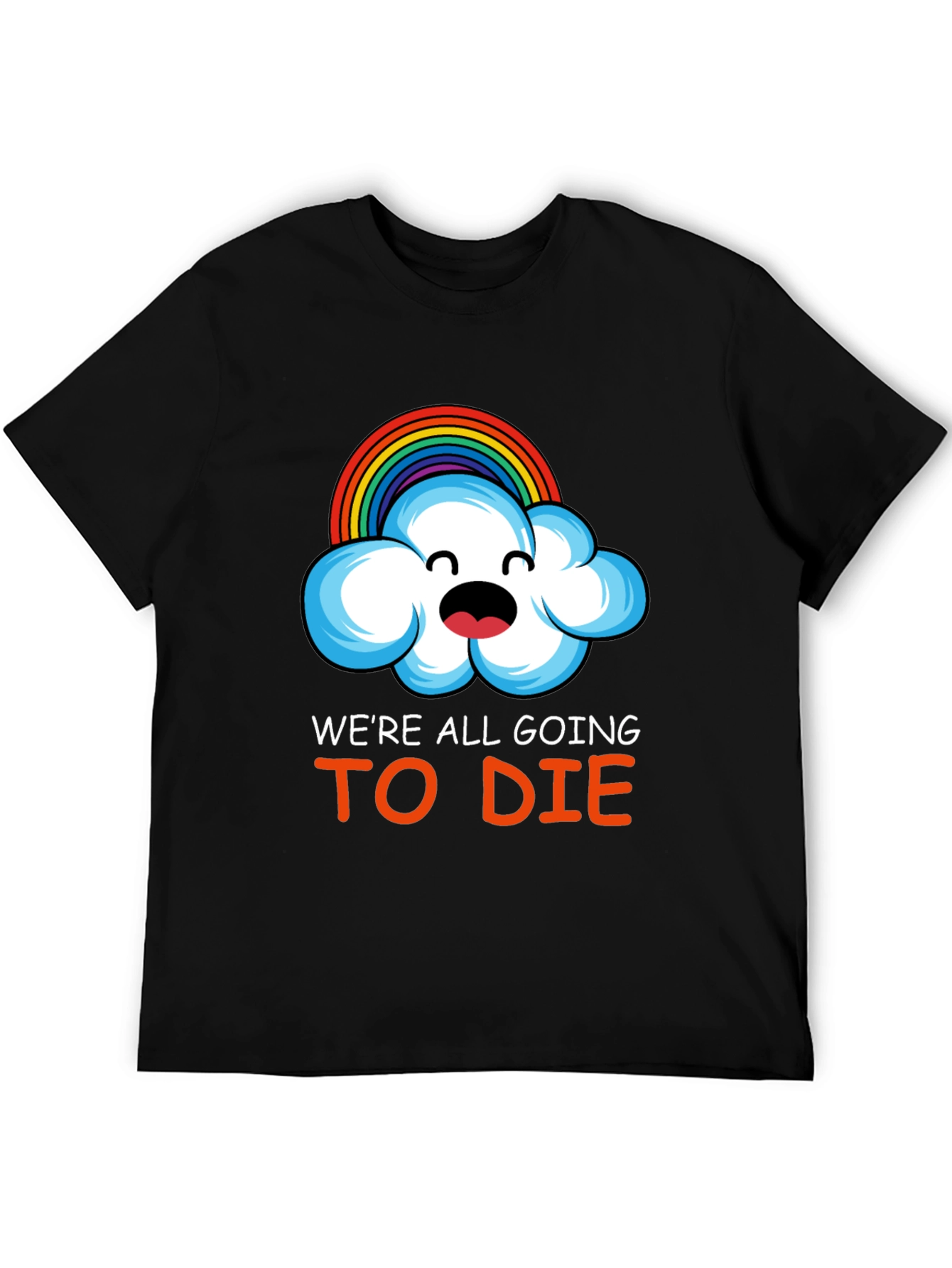 Humorous Rainbow Cloud Graphic T-Shirt