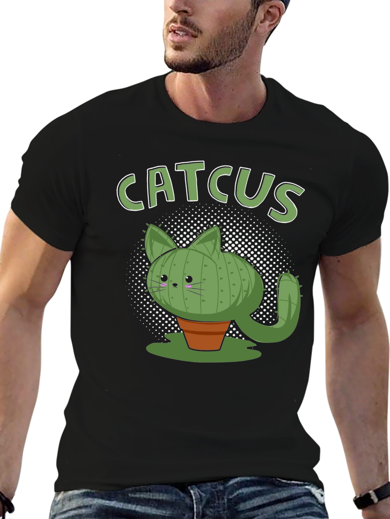 Catcus Black Graphic T-Shirt