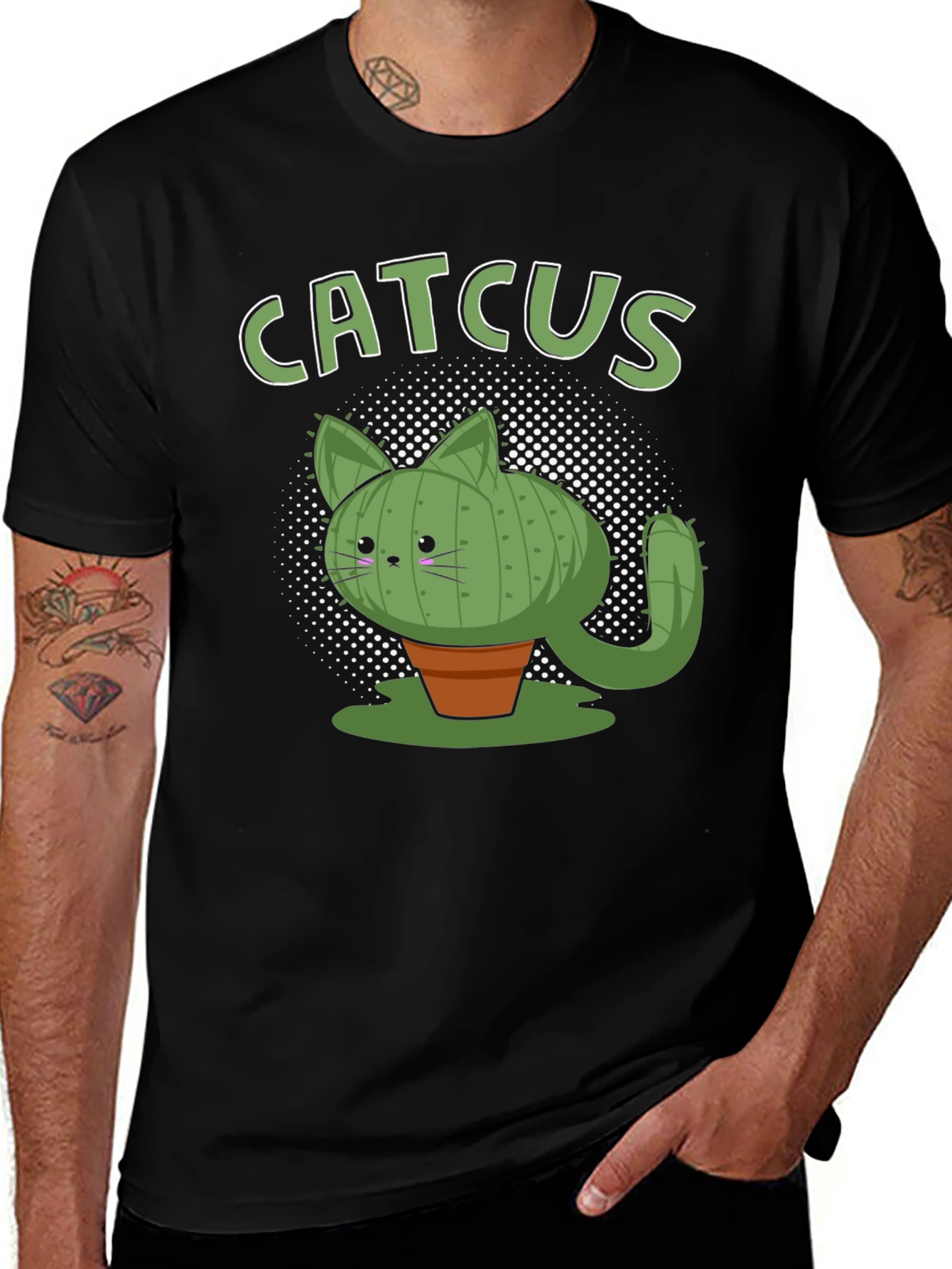 Catcus Black Graphic T-Shirt